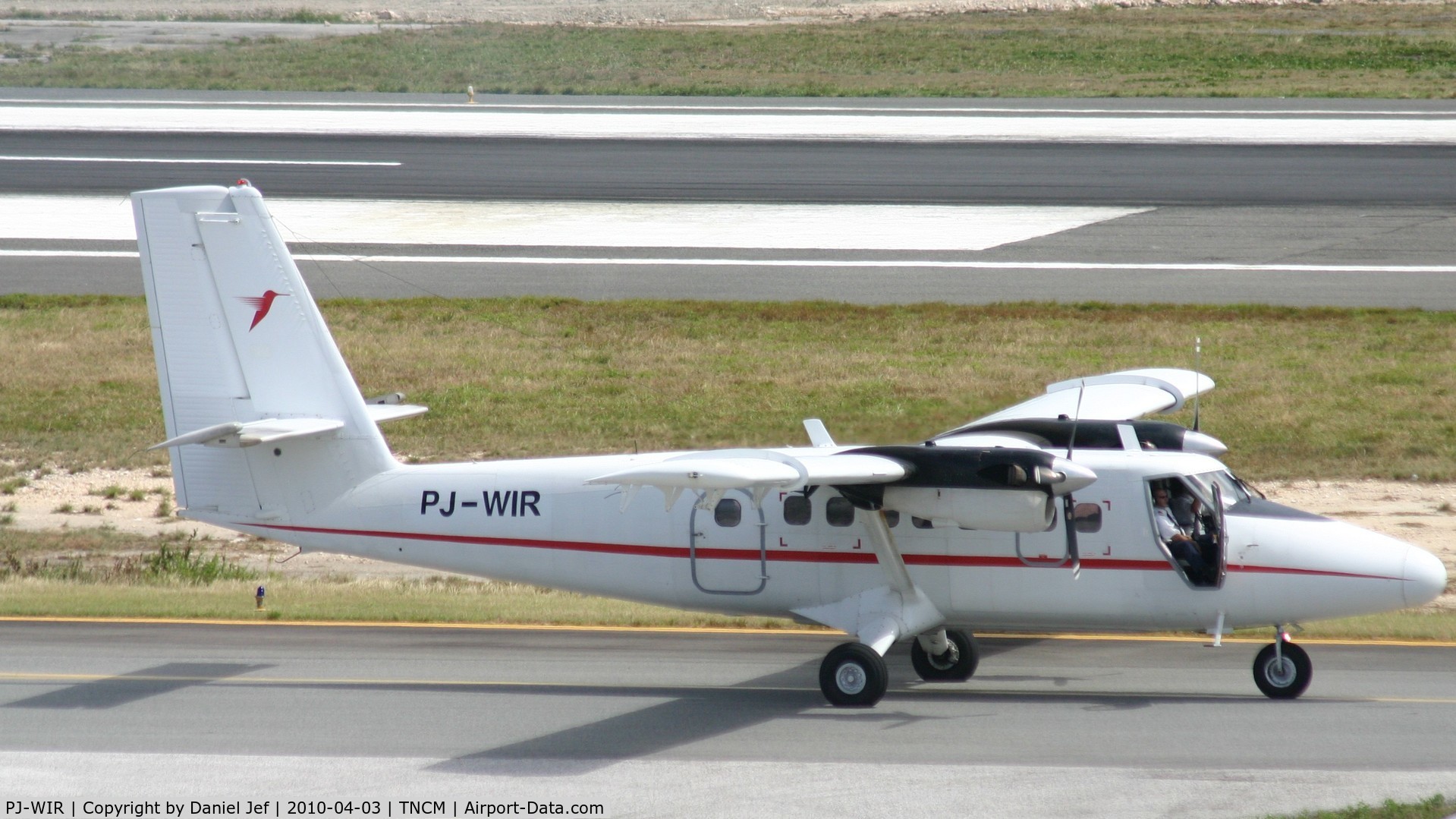 PJ-WIR, 1975 De Havilland Canada DHC-6-300 Twin Otter C/N 476, Winair PJ-WIR taxing to the active for take off from TNCM