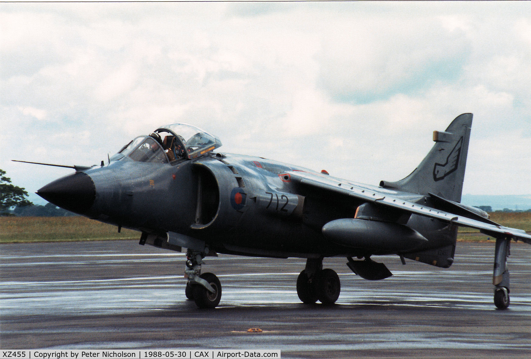 XZ455, 1979 British Aerospace Sea Harrier FRS.1 C/N 41H-912009, Sea Harrier FRS.1 of 899 Squadron at RNAS Yeovilton on a visit to Carlisle in May 1988.