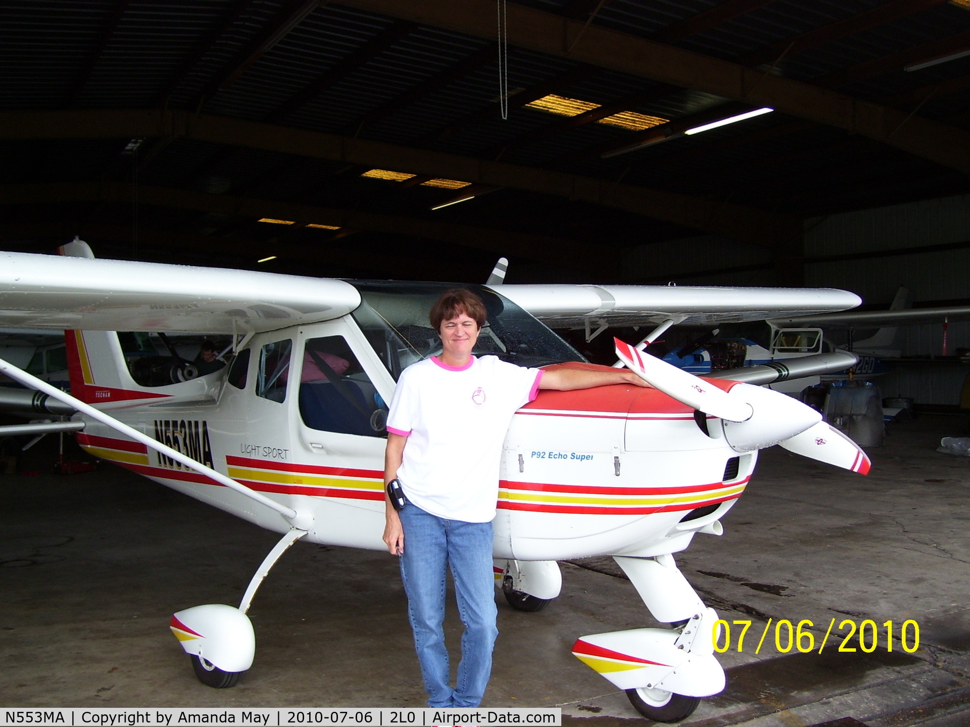 N553MA, 2007 Tecnam P-92 Echo Super C/N 1044, Student pilot Terry Harper waiting for a break in the weather.