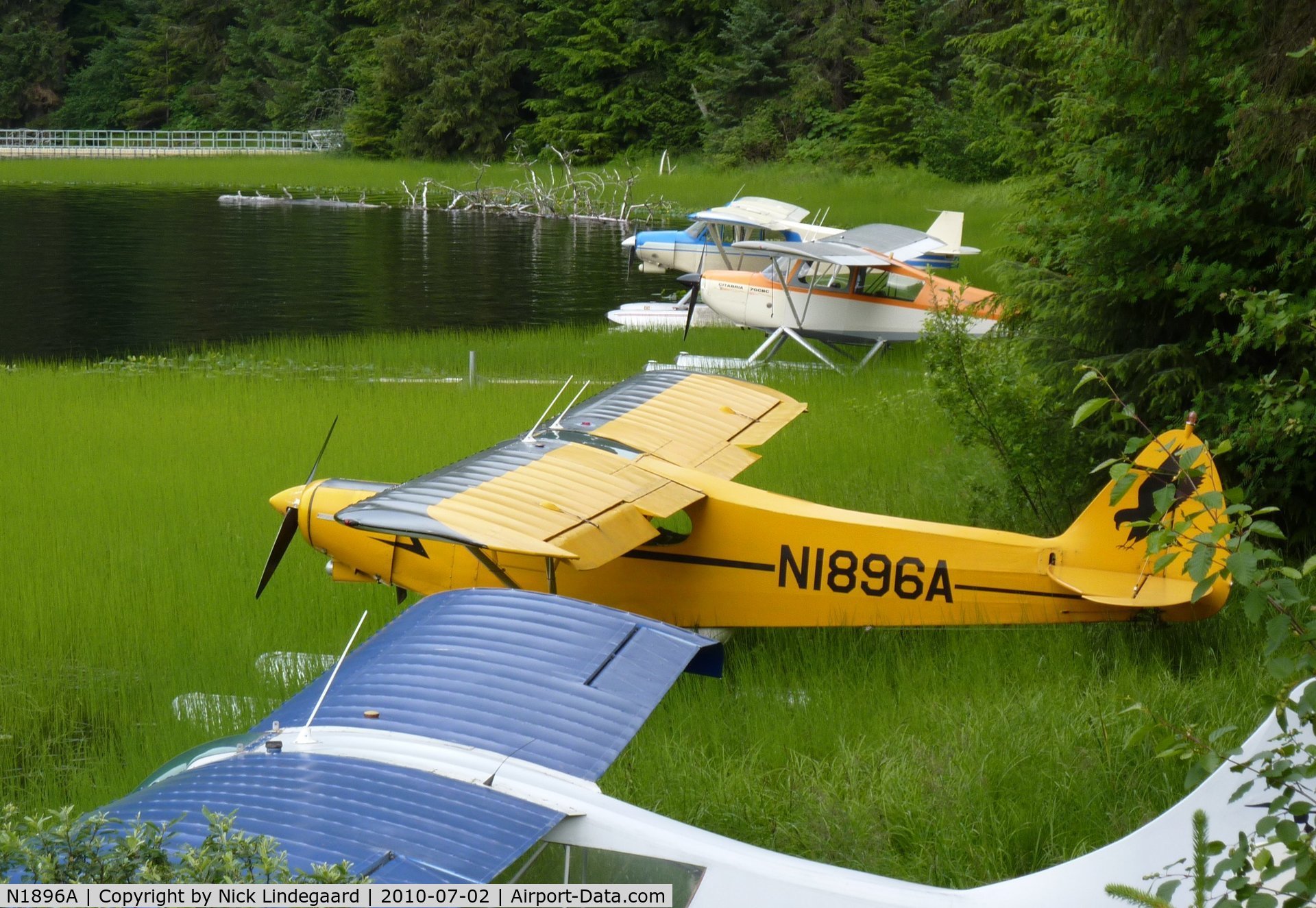 N1896A, 1952 Piper PA-18-125 Super Cub C/N 18-1728, N1896A (along with N2694P, N1785E, and N7516F) on Auke Lake, near Juneau, Alaska