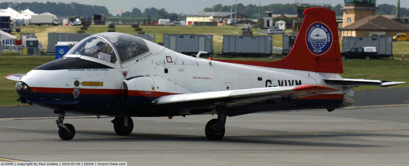 G-VIVM, 1964 BAC 84 Jet Provost T.5P C/N PAC/W/23907, departing after the airshow
