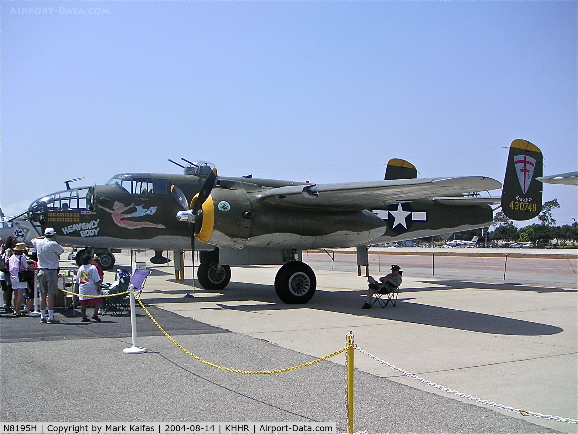 N8195H, 1944 North American TB-25N Mitchell C/N 108-34023 (44-30748), North American B-25J Mitchell, N8195H Heavenly Body on the ramp at KHHR for the 2004 Air Faire.