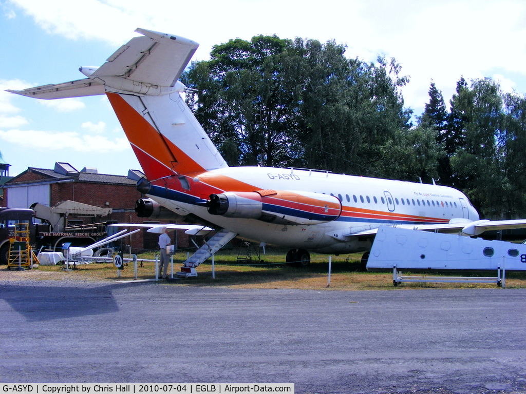 G-ASYD, 1965 BAC 111-475AM One-Eleven C/N BAC.053, Retained by BAC throughout its 29-year flying career, during which it was used as a development and test aircraft for 1-11 variants and testing technical equipment. Donated to Brooklands in July 1994.