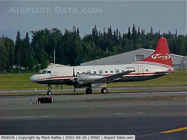 N569JA, 1953 Convair 340-31 C/N 69, ERA Aviation Convair 340-31, departing 7L PANC for PAHO (Homer, AK).