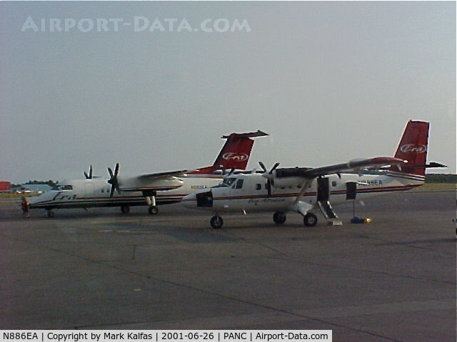 N886EA, 1981 De Havilland Canada DHC-6-300 Twin Otter C/N 756, ERA Aviation N886EA Dehavilland DHC-6-300 next to N883EA Era Aviation Dash 8 at PANC.