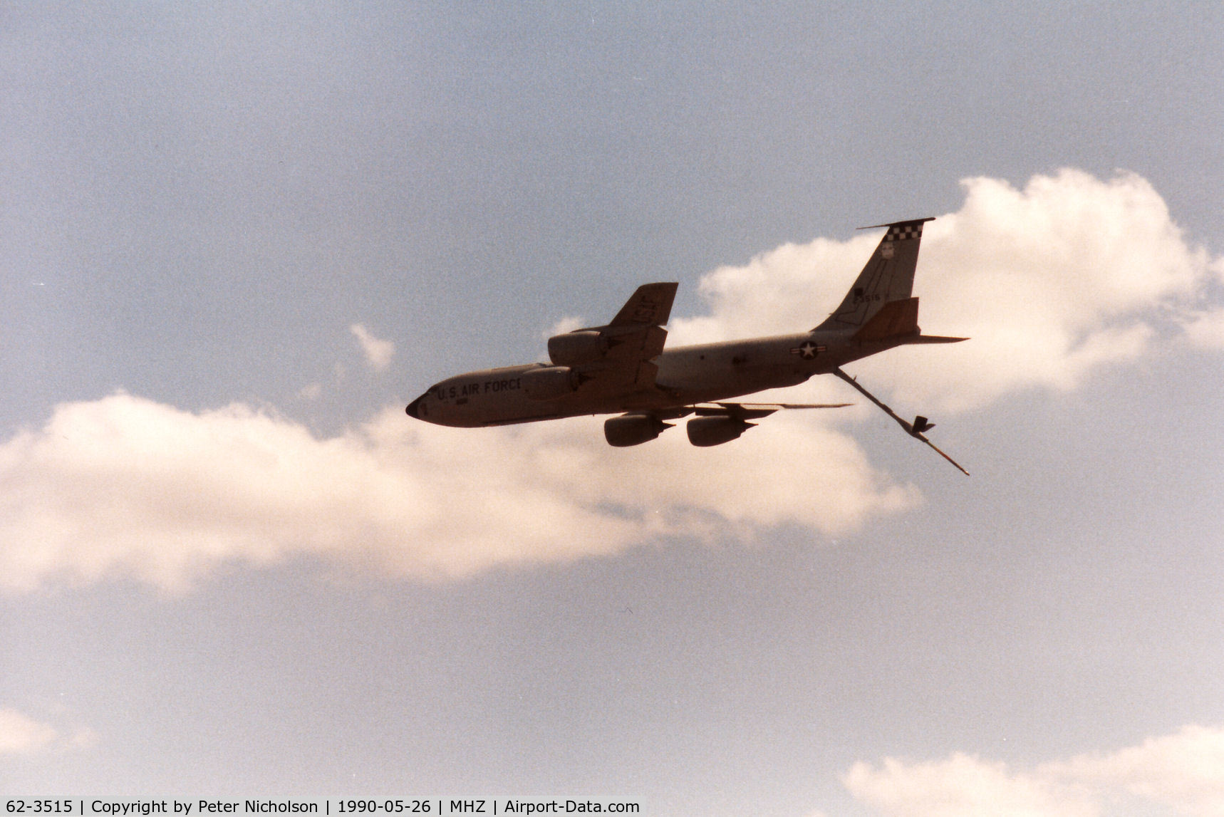 62-3515, 1962 Boeing KC-135R Stratotanker C/N 18498, KC-135R Stratotanker of Grissom AFB's 305th Air Refuelling Wing on a demonstration at the 1990 RAF Mildenhall Air Fete.