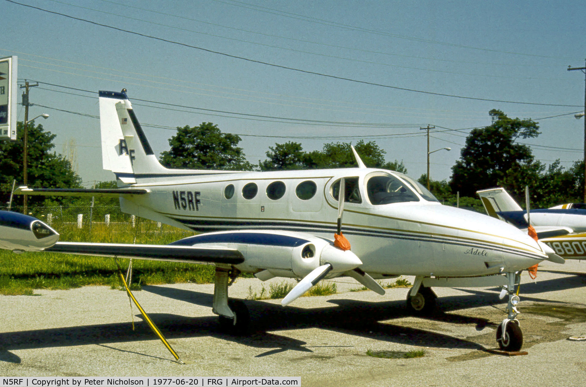 N5RF, 1973 Cessna 340 C/N 340-0307, Cessna 340 named Adele parked at Republic Airport on Long Island in the Summer of 1977.