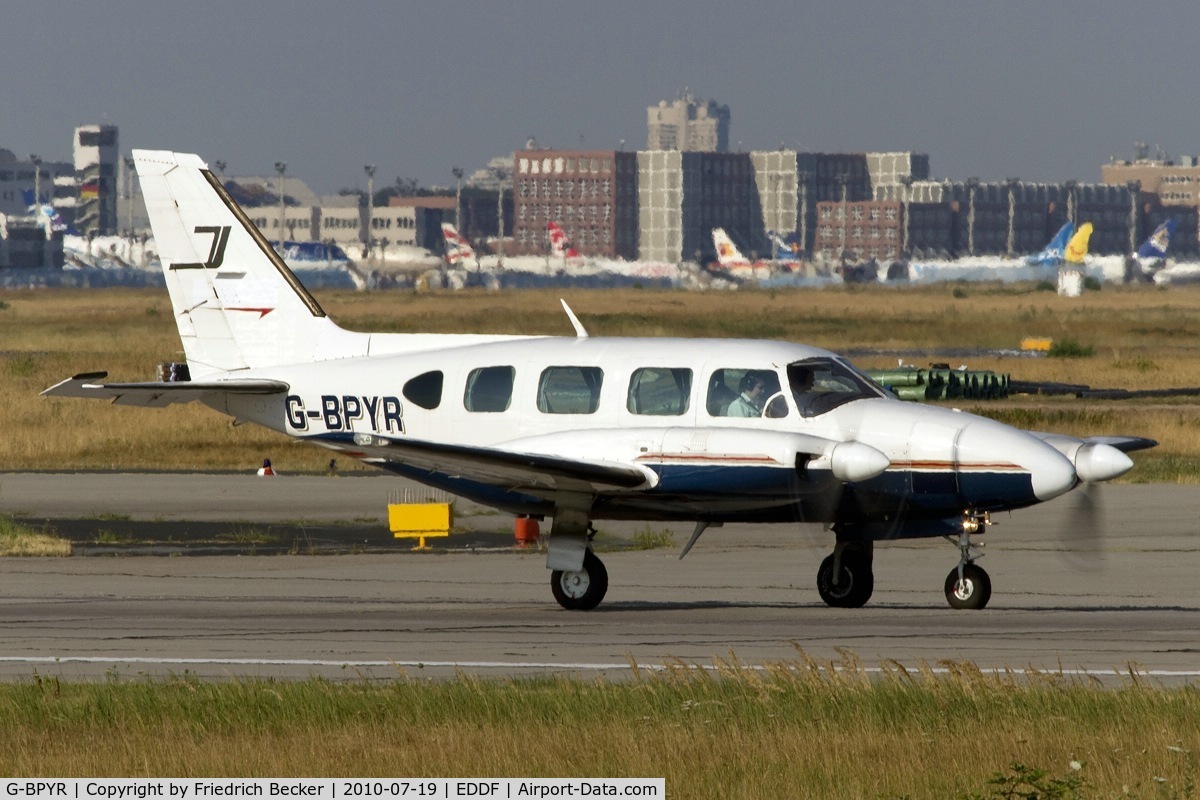 G-BPYR, 1977 Piper PA-31-310 C Navajo C/N 31-7812032, line up for departure
