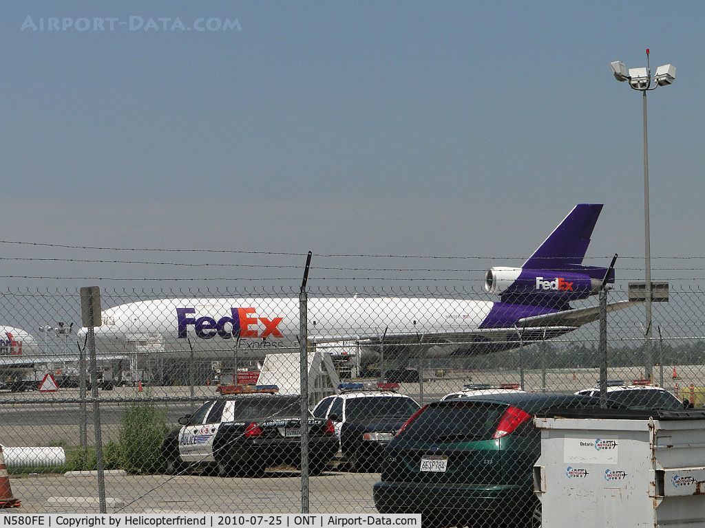 N580FE, 1993 McDonnell Douglas MD-11F C/N 48471, Parked west of Airport Police Bldg, behind Fed Ex bldg.