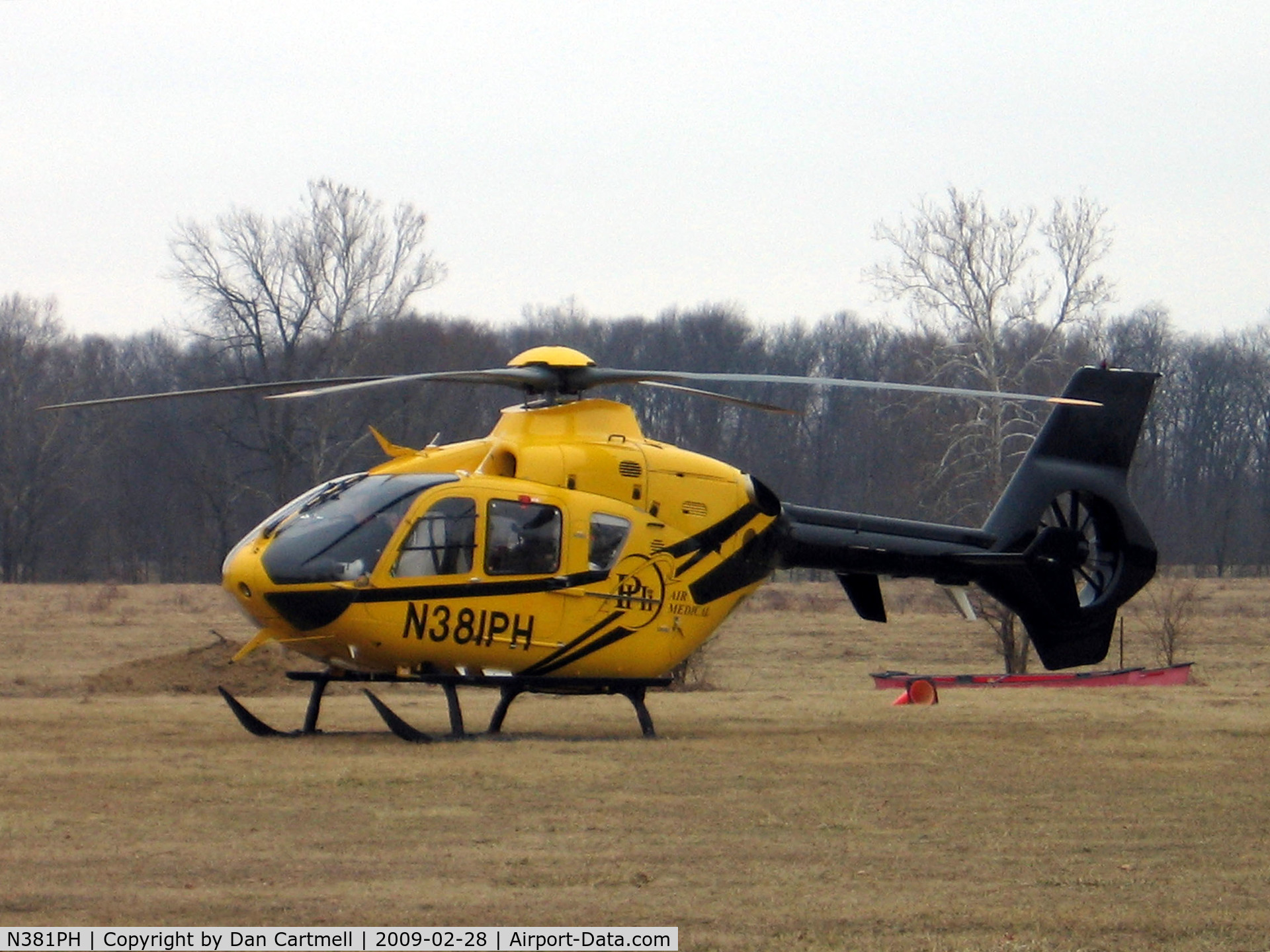 N381PH, 2007 Eurocopter EC-135P-2+ C/N 0611, EMA exercise 28 Feb., 2009 Fountain County, Indiana