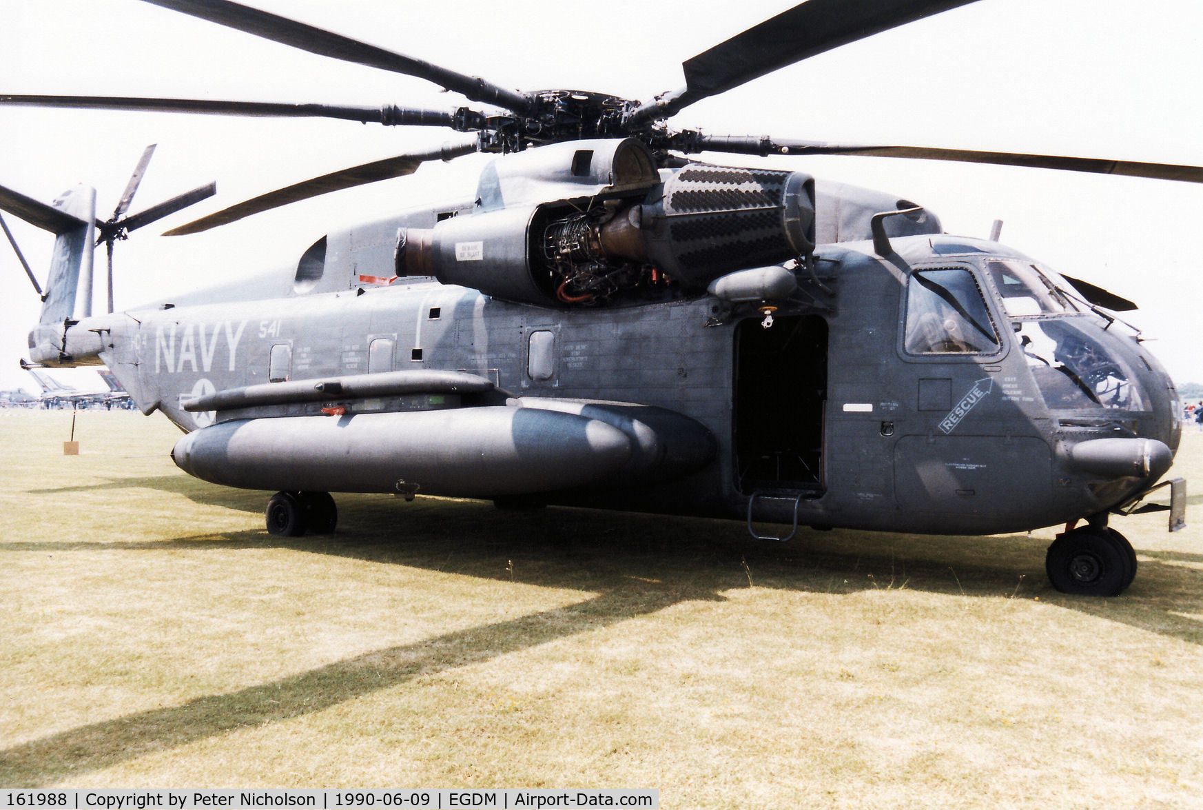 161988, Sikorsky CH-53E Super Stallion C/N 65-465, CH-53E Super Stallion, callsign Navy HC 541, of HC-4 Squadron on display at the 1990 Boscombe Down Battle of Britain 50th Anniversary Airshow.