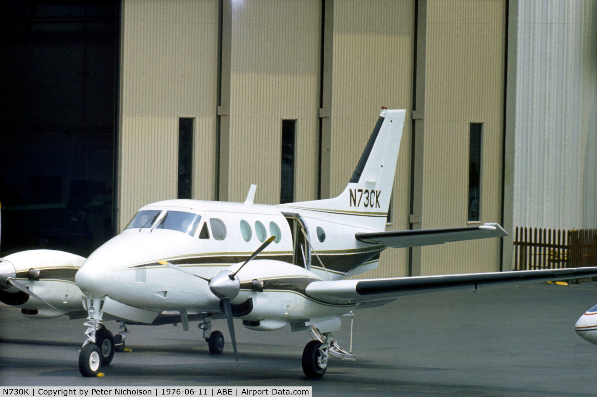 N730K, 1972 Beech E-90 King Air C/N LW-5, Beech King Air E90 seen at Allentown in the Summer of 1976.