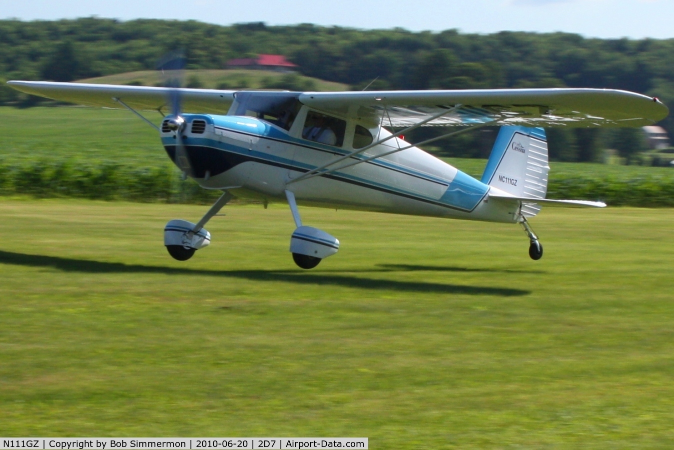 N111GZ, Cessna 140 C/N 14756, Arriving at the Father's Day breakfast fly-in, Beach City, Ohio.