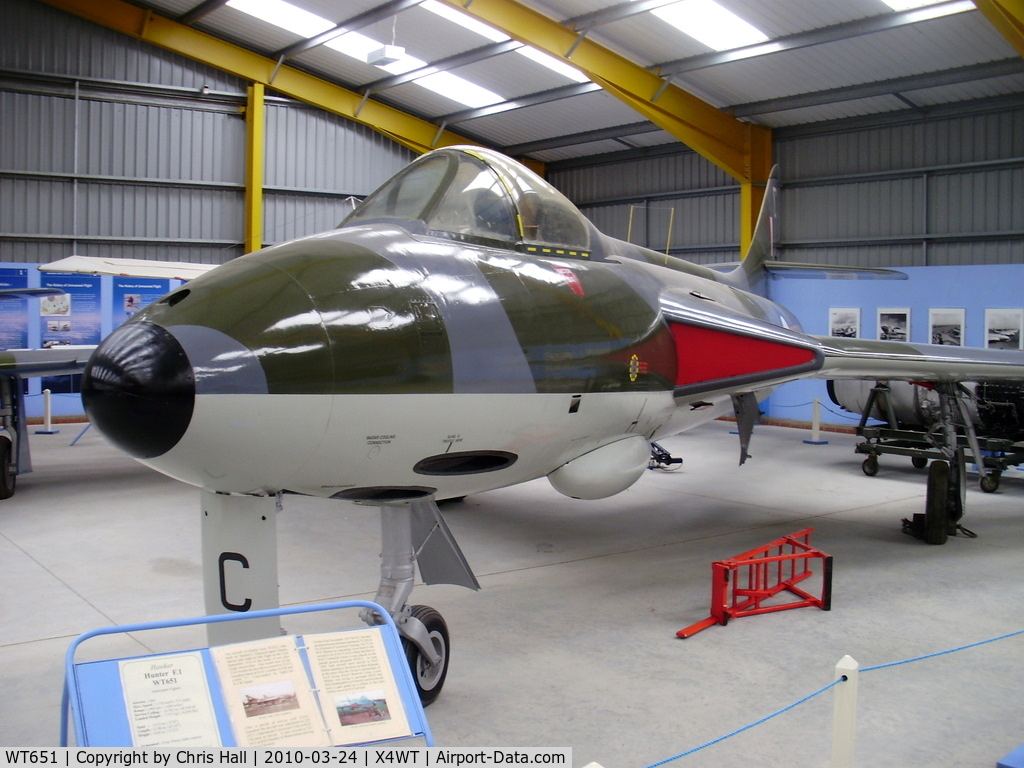 WT651, 1954 Hawker Hunter F.1 C/N 41H-665486, painted in the colours of 222 Squadron