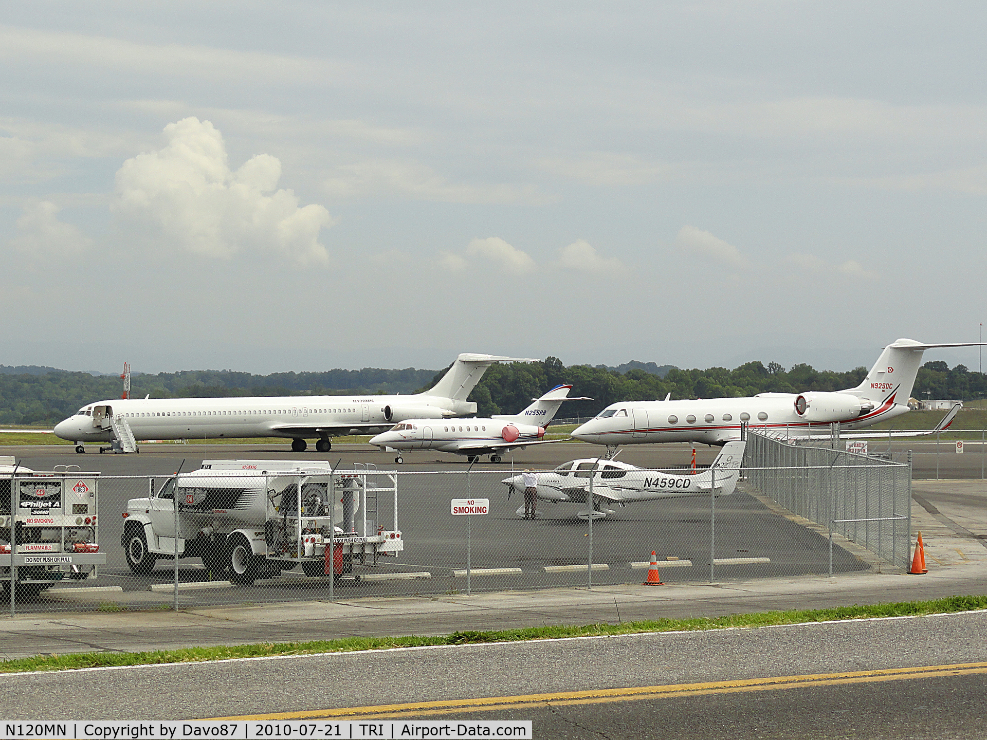 N120MN, 1992 McDonnell Douglas MD-83 C/N 53120, N120MN parked with several other aircraft.