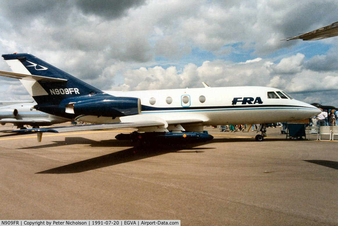 N909FR, 1969 Dassault Falcon (Mystere) 20DC C/N 209, Falcon 20DC of Flight Refuelling Aviation on display at the 1991 Intnl Air Tattoo at RAF Fairford.