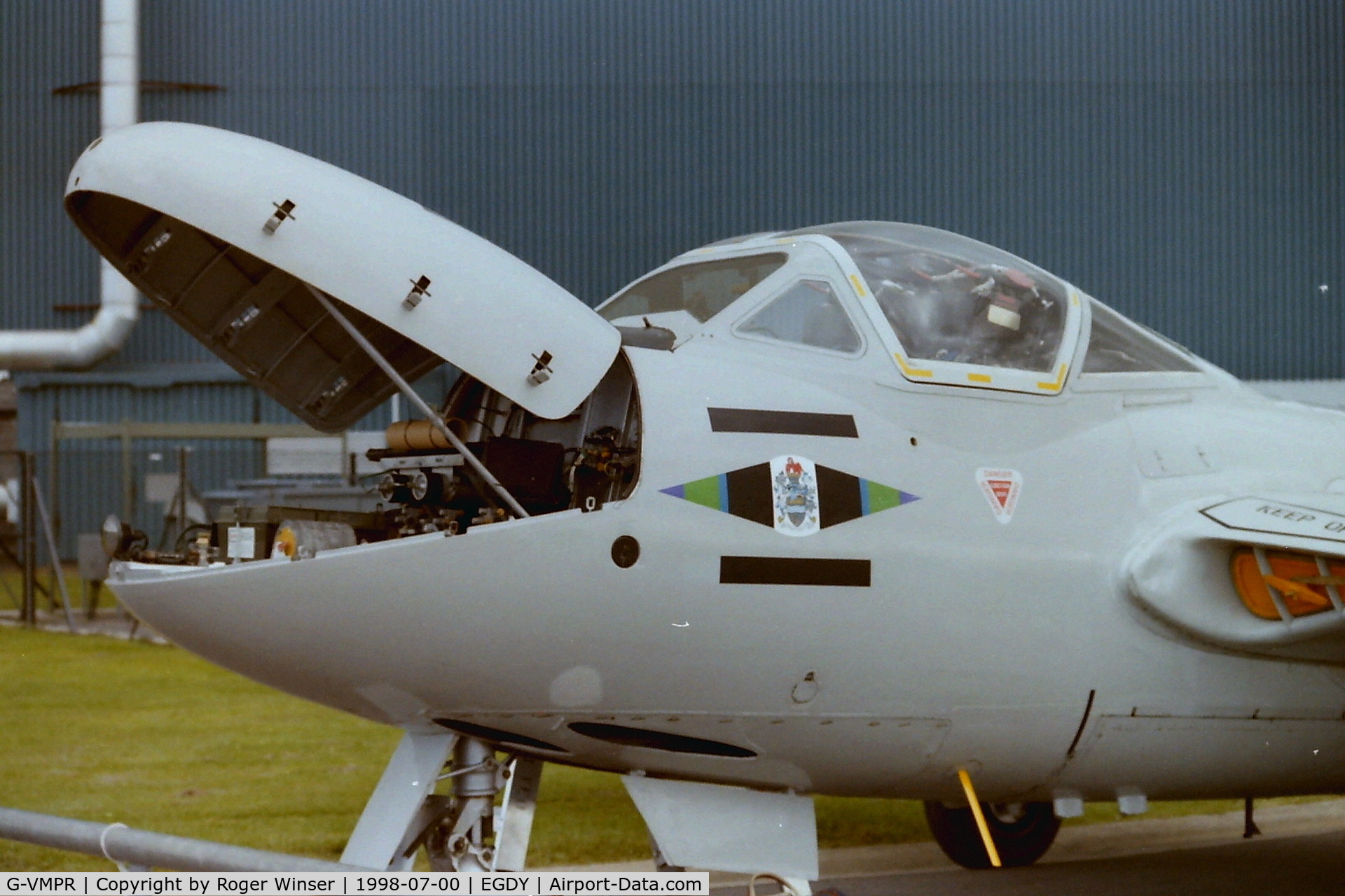 G-VMPR, 1955 De Havilland DH-115 Vampire T.11 C/N 15621, XE920 seen at the RNAS Yeovilton Air Day in 1998