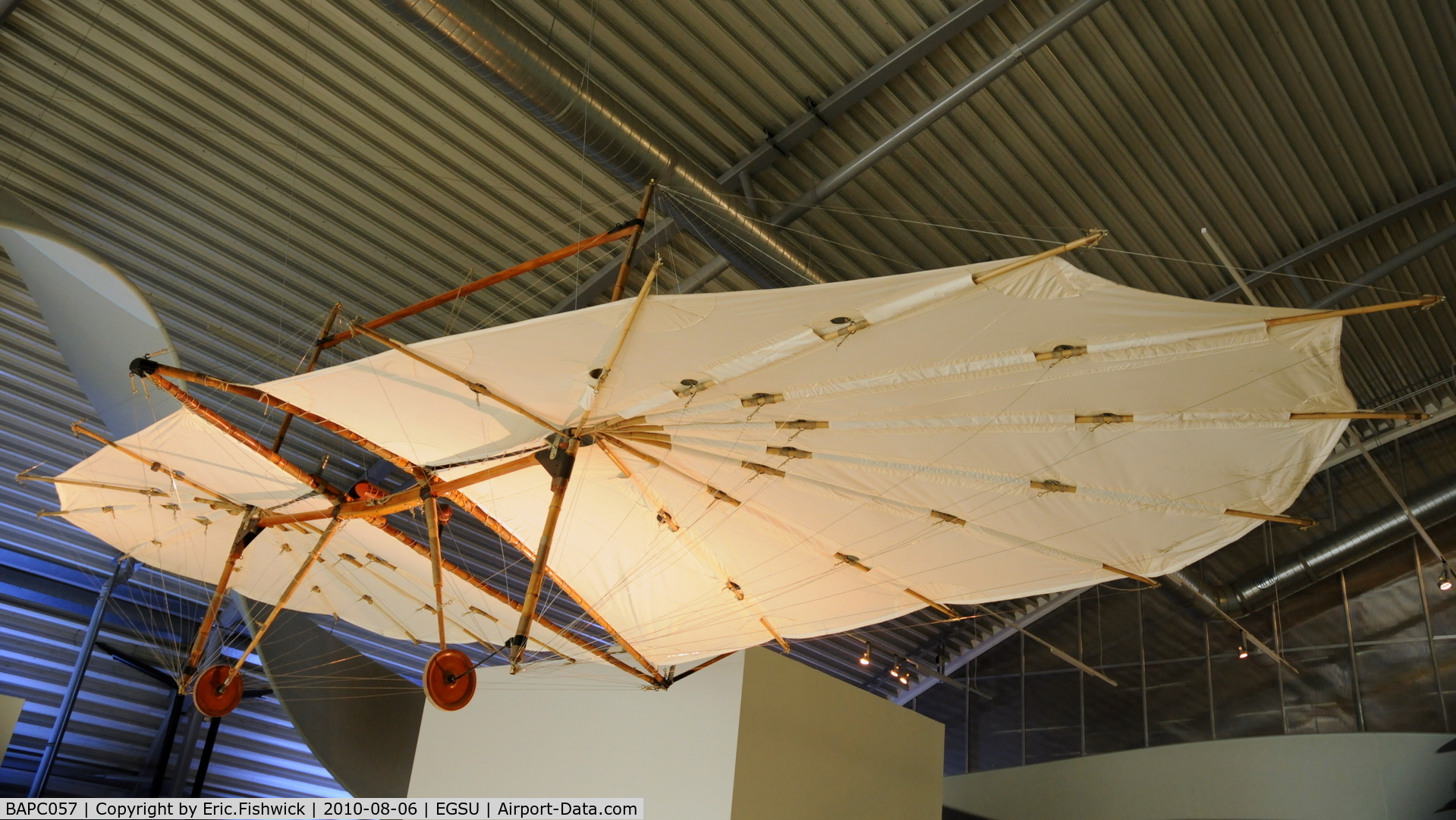 BAPC057, 1930 Pilcher Hawk Replica C/N BAPC.057, BAPC57 - Percy Sinclair Pilcher - Hawk Replica glider displayed over the foyer in the AirSpace Hanger