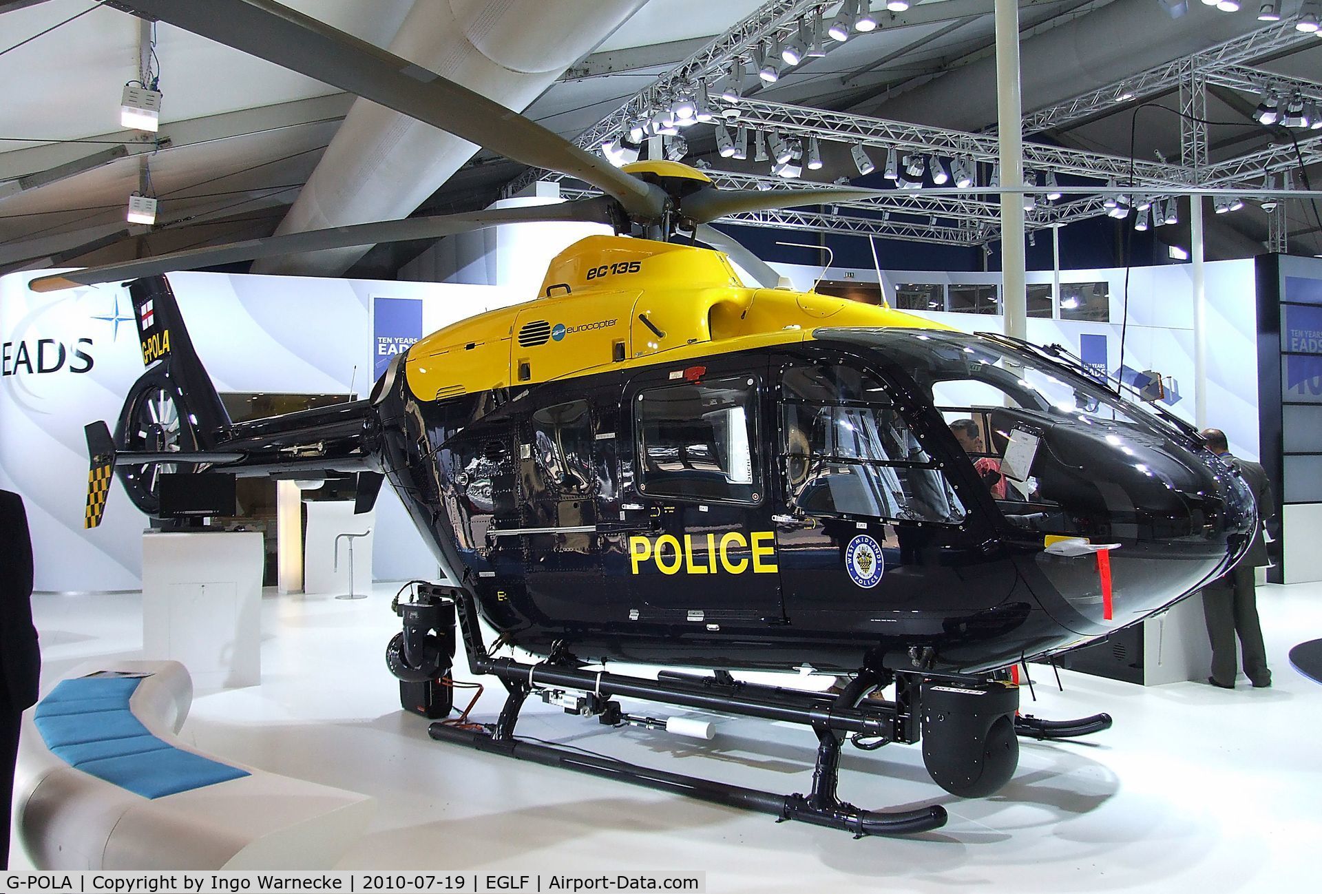 G-POLA, 2010 Eurocopter EC-135P-2+ C/N 877, Eurocopter EC135P2 of the West Midlands Police at Farnborough International 2010