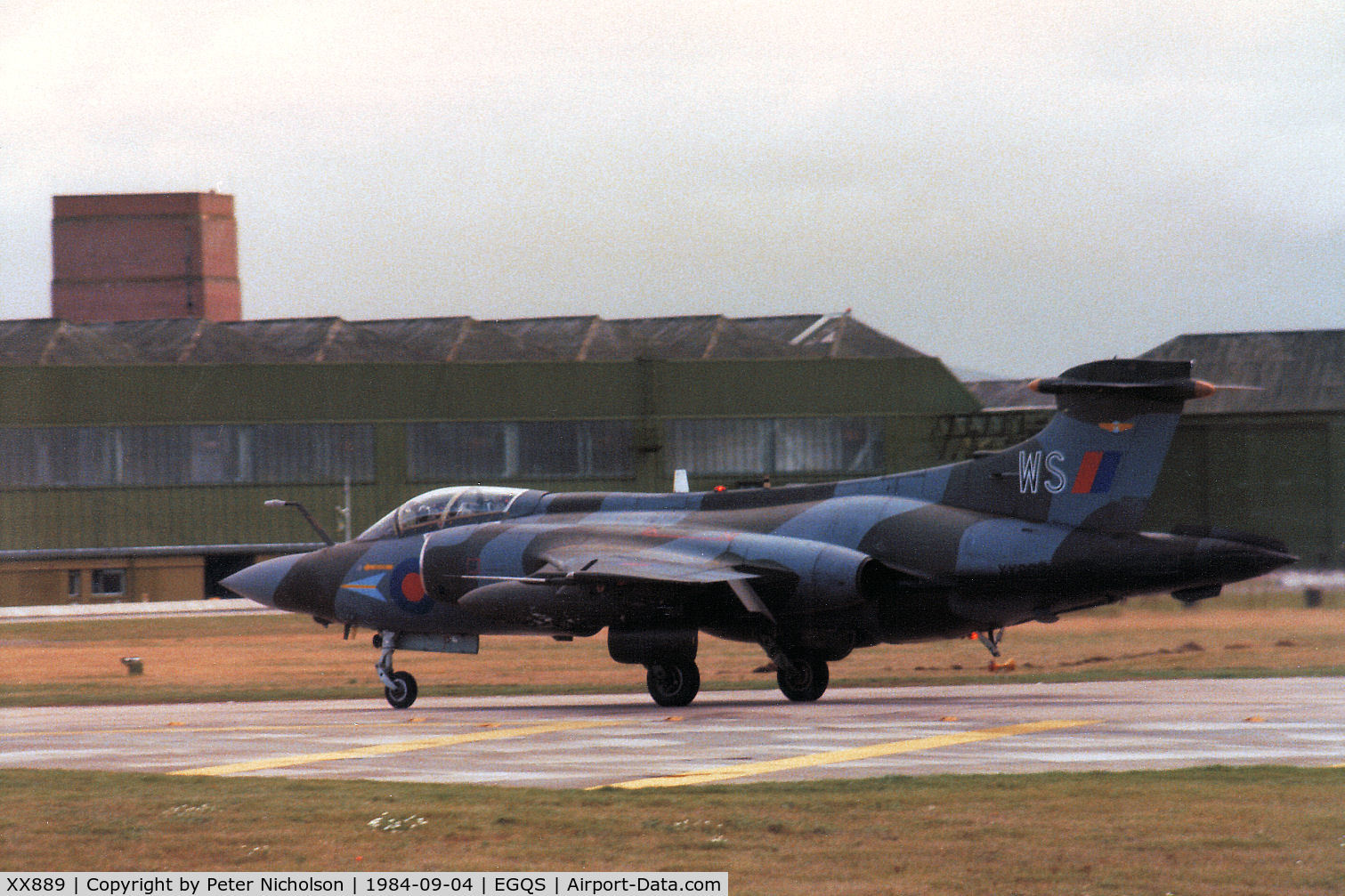 XX889, 1974 Hawker Siddeley Buccaneer S.2B C/N B3-05-73, Buccaneer S.2B of 208 Squadron returning to base after a mission in September 1984.