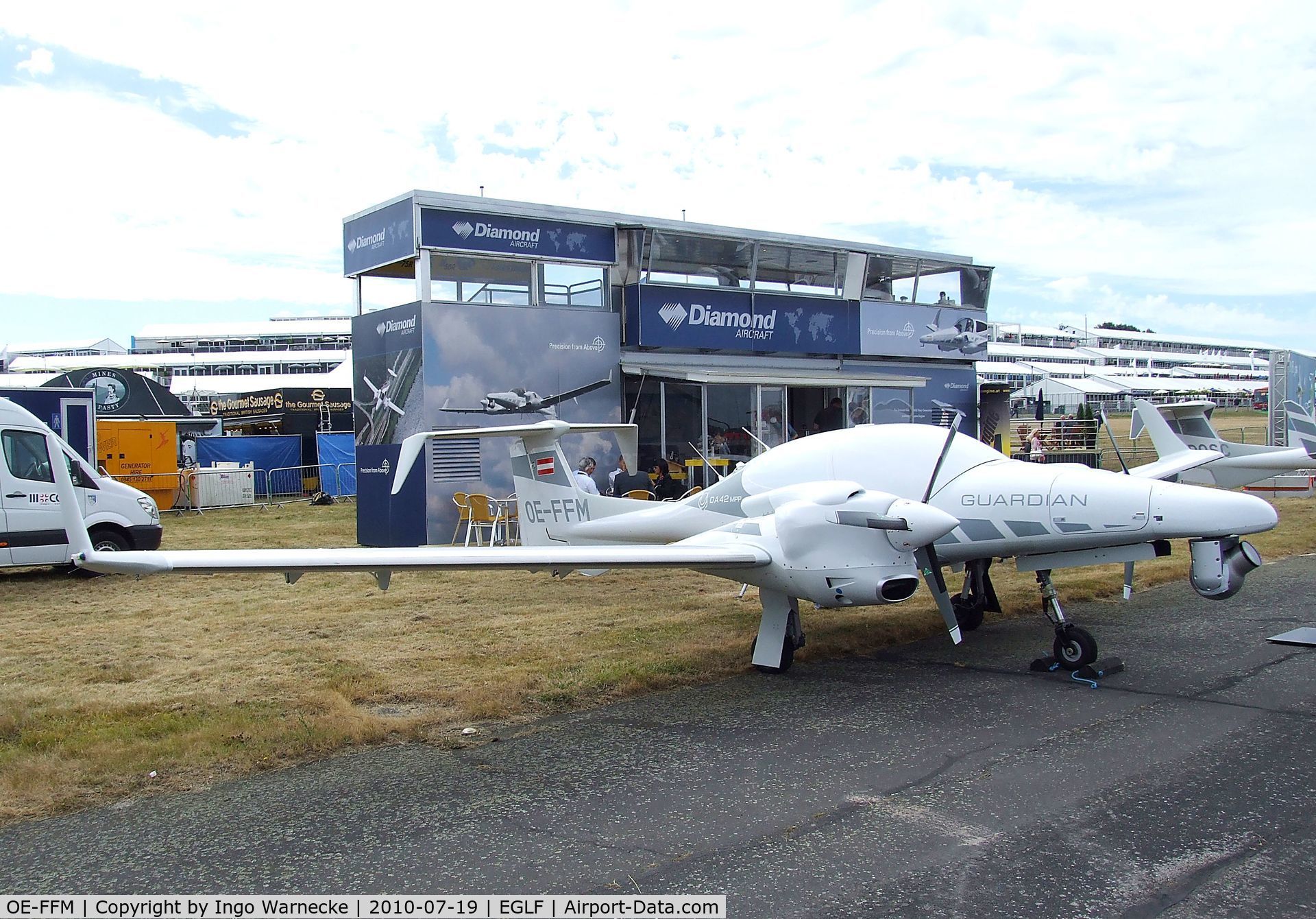 OE-FFM, Diamond DA-42M-NG Twin Star C/N 42.MN003, Diamond DA-42MNG Guardian - here to be operated as UAV - at Farnborough International 2010