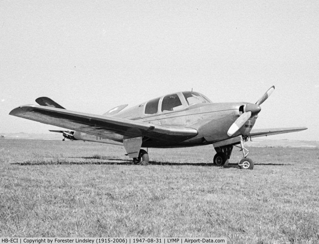 HB-ECI, 1947 Beechcraft D35 Bonanza C/N D-499, Taken at Lympne, UK 31st Aug, 1947.  The 