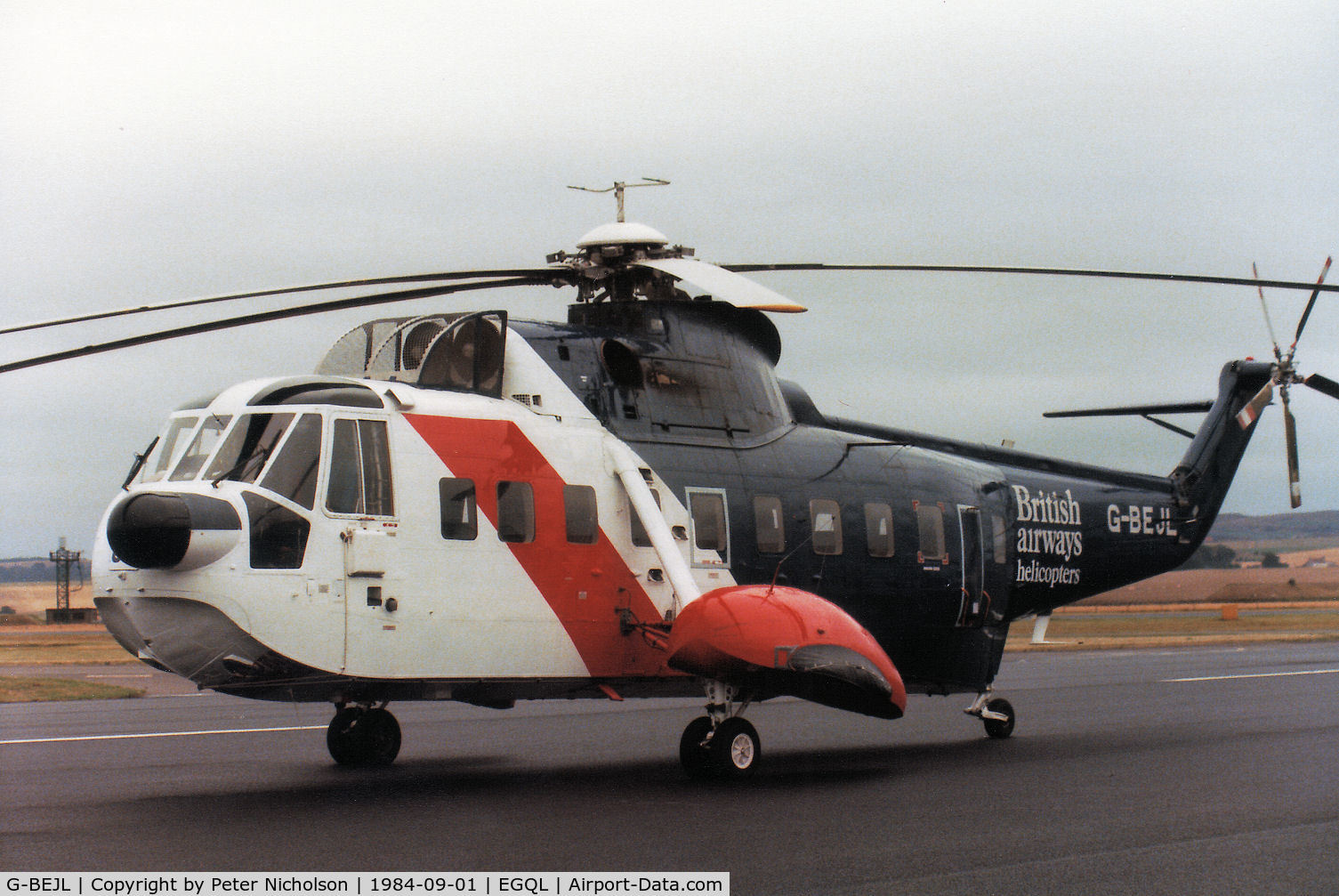 G-BEJL, 1964 Sikorsky S-61N C/N 61224, S-61N of British Airways Helicopters on display at the 1984 RAF Leuchars Airshow.