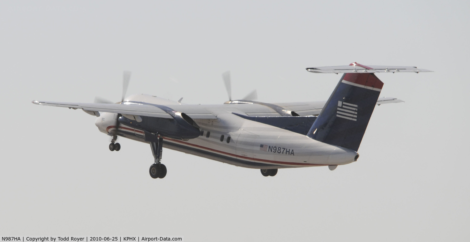N987HA, 1996 De Havilland Canada DHC-8-202 Dash 8 C/N 425, Departing PHX