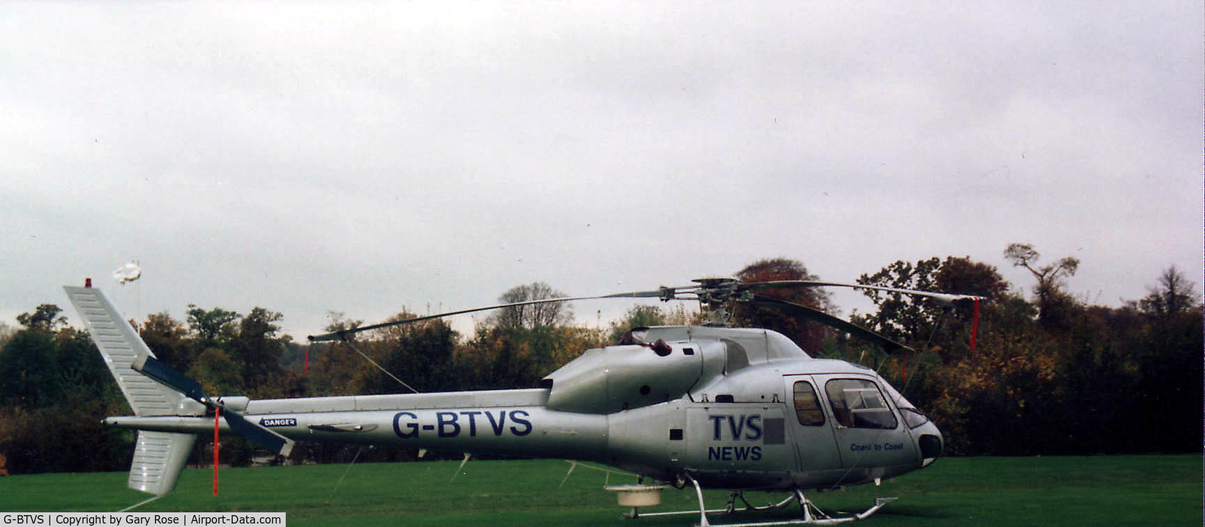 G-BTVS, 1982 Aérospatiale AS-355F-1 Ecureuil 2 C/N 5249, Taken at The Maidstone TV Studios - 1988?