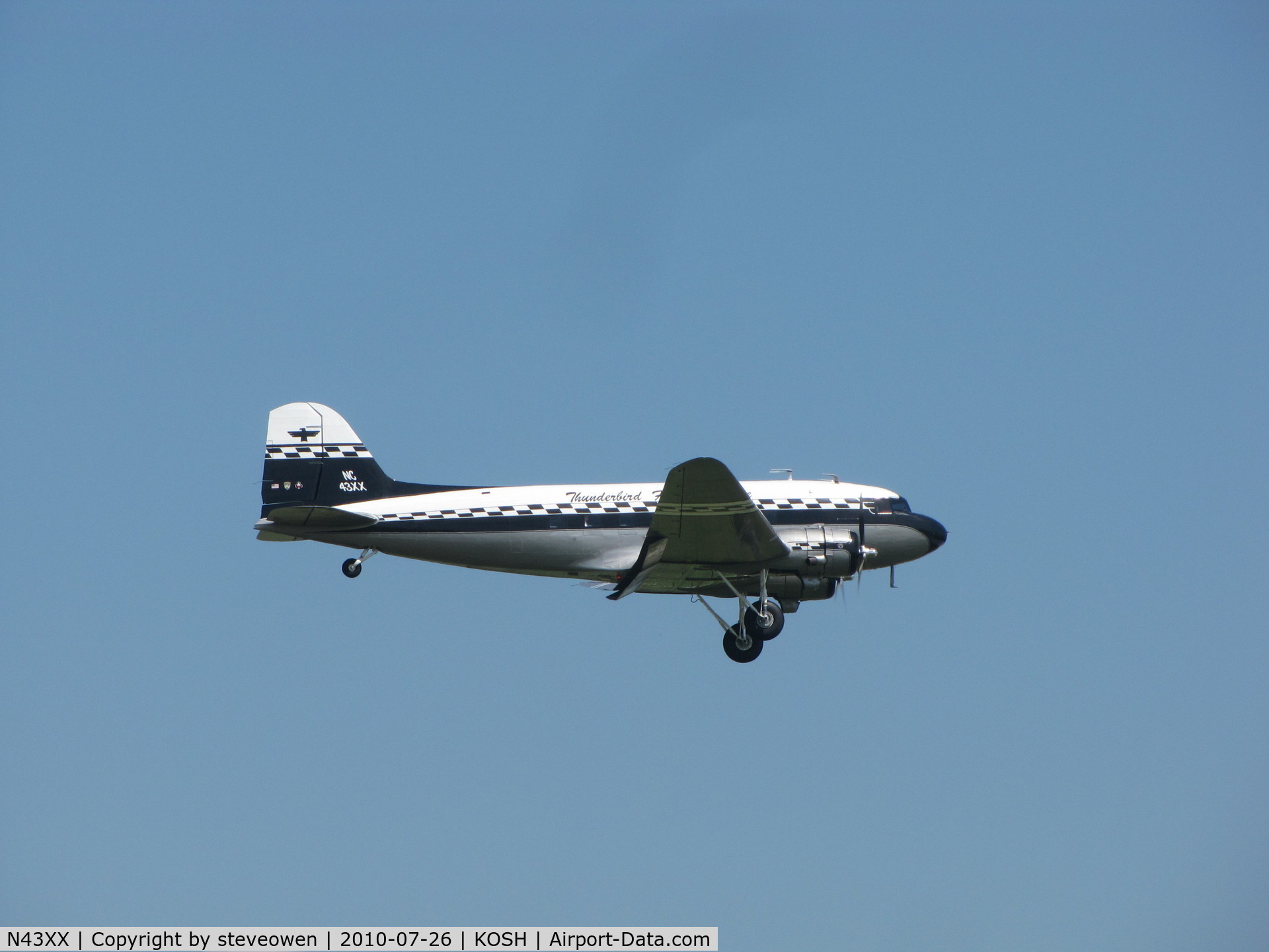N43XX, 1943 Douglas DC-3A-S1C3G (C-53D) C/N 11665, On finals at Oshkosh during the mass arrival