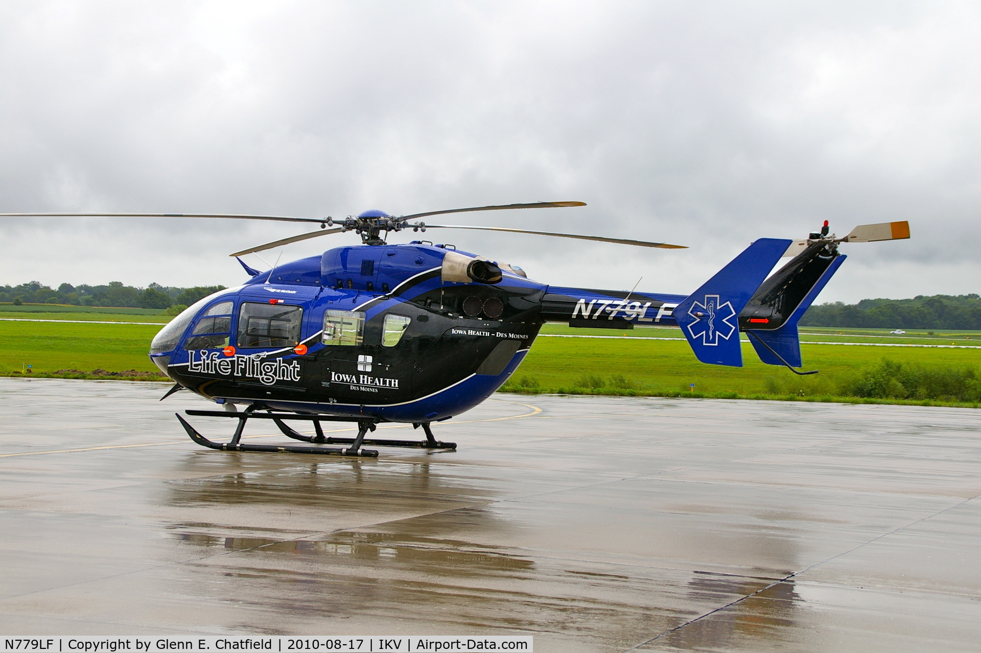 N779LF, 2007 Eurocopter-Kawasaki EC-145 (BK-117C-2) C/N 9103, On a rainy ramp