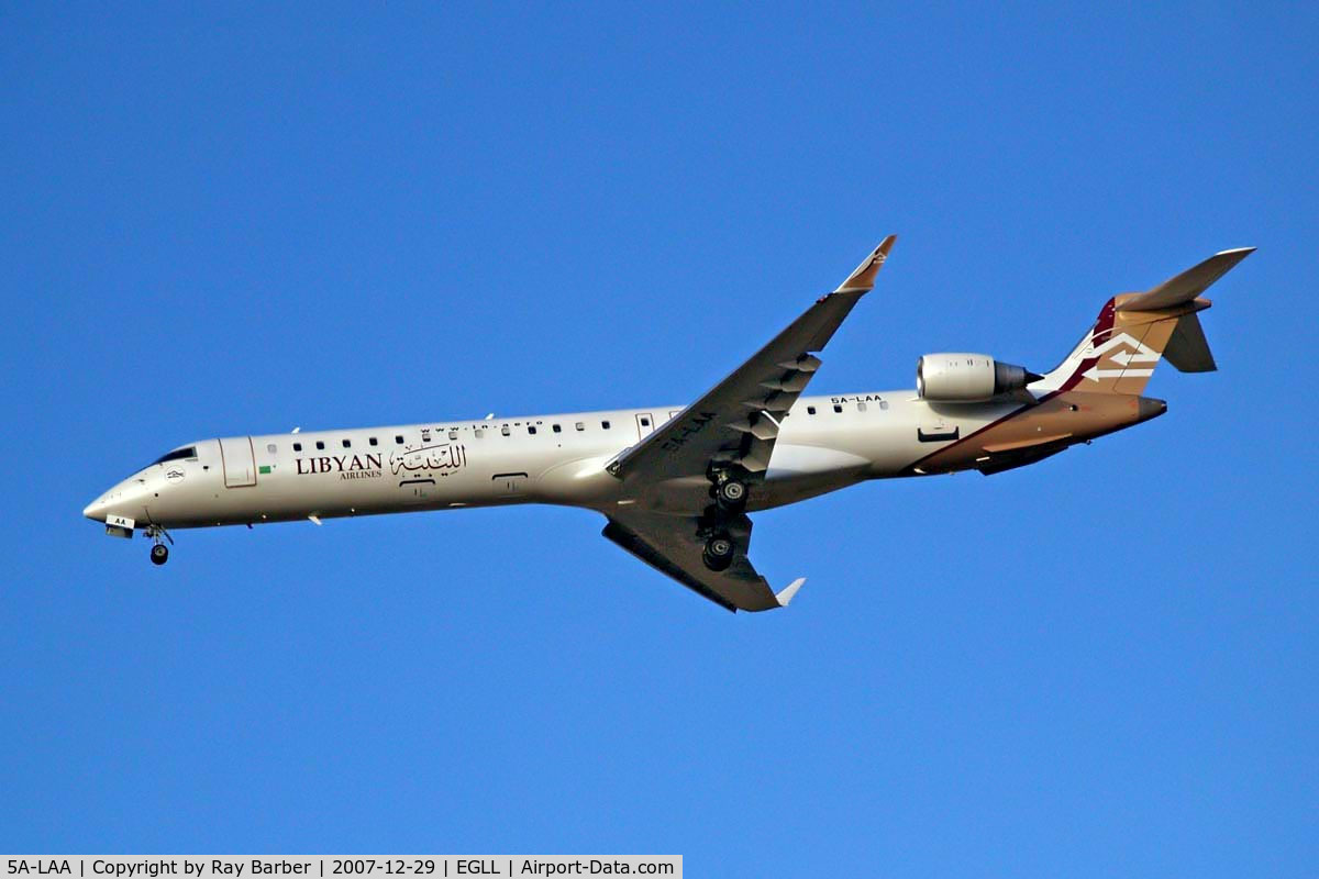 5A-LAA, 2007 Bombardier CRJ-900ER (CL-600-2D24) C/N 15120, Canadair CRJ-900 [15120] (Libyan Airlines) Home~G 29/12/2007