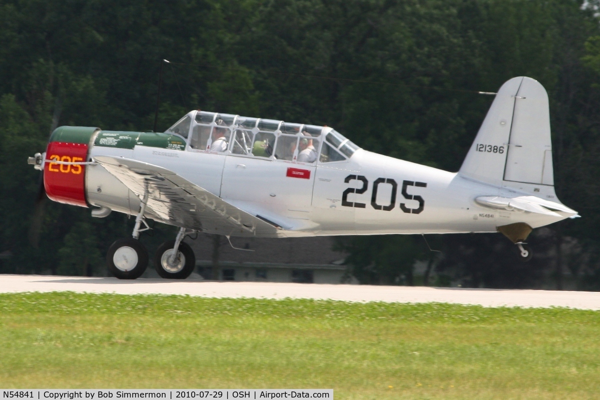 N54841, 1941 Consolidated Vultee BT-13A C/N 5225, Departing Airventure 2010 - Oshkosh, Wisconsin