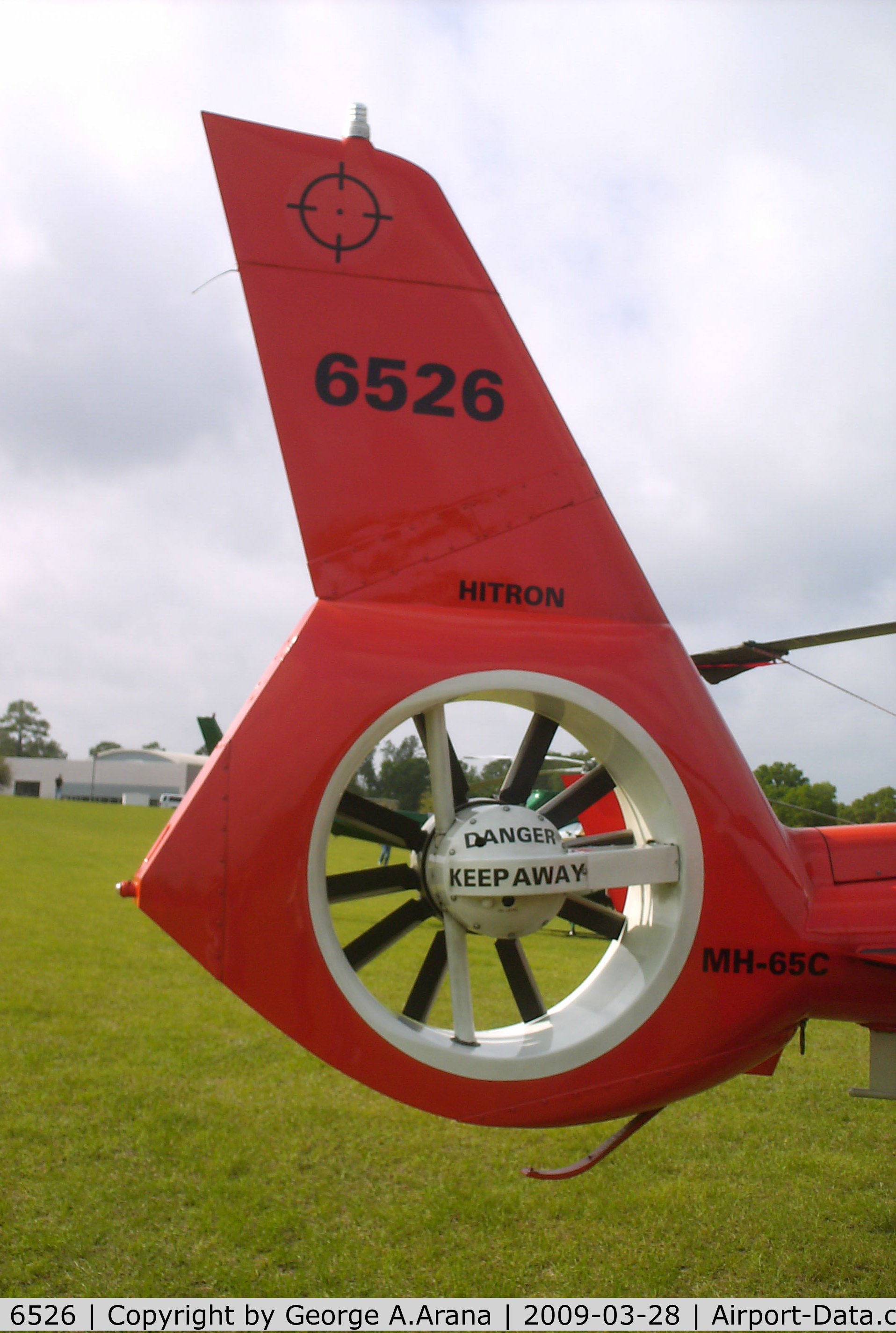 6526, Aerospatiale HH-65C Dolphin C/N 6044, 10 blade new generation fenestron tail rotor as viewed from starboard