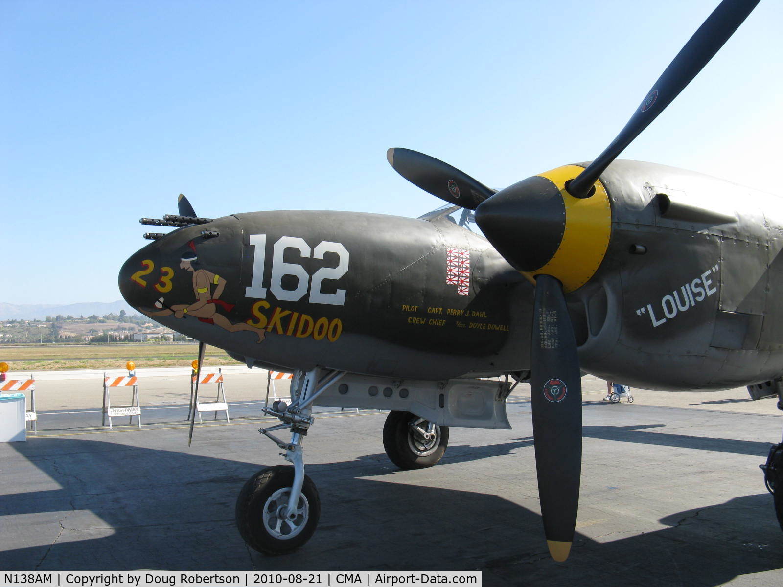 N138AM, 1943 Lockheed P-38J Lightning C/N 44-23314, 1943 Lockheed P-38J '23 SKIDOO', two Allison V1710-89/91 counter-rotating 1,425 Hp each, nose art