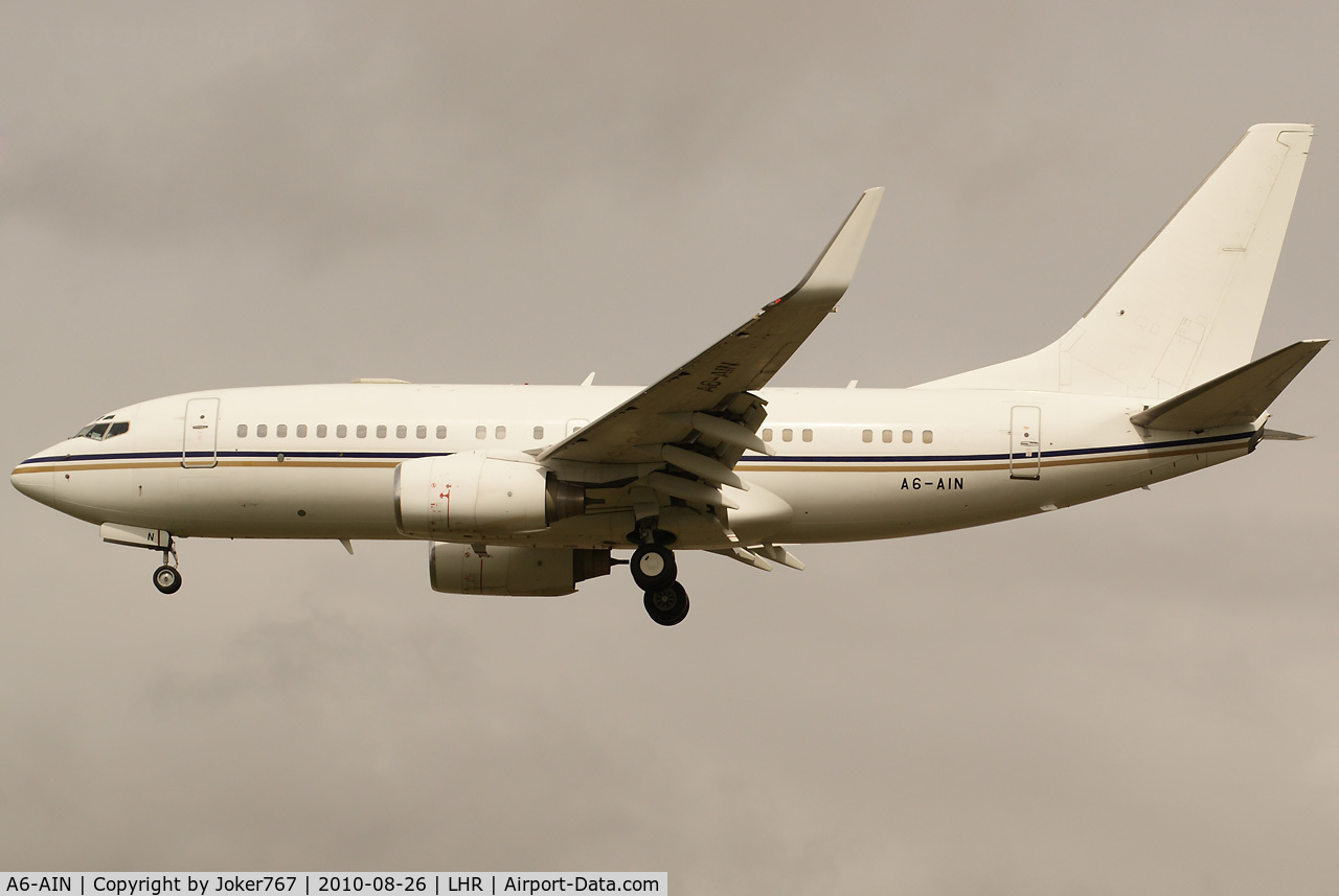 A6-AIN, 1999 Boeing 737-7Z5 BBJ C/N 29268, Private