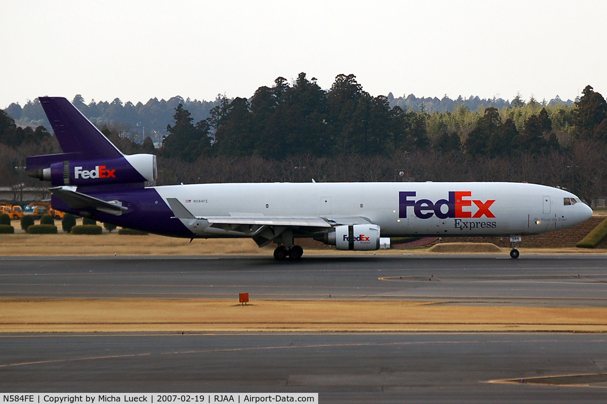 N584FE, 1992 McDonnell Douglas MD-11F C/N 48436, At Narita