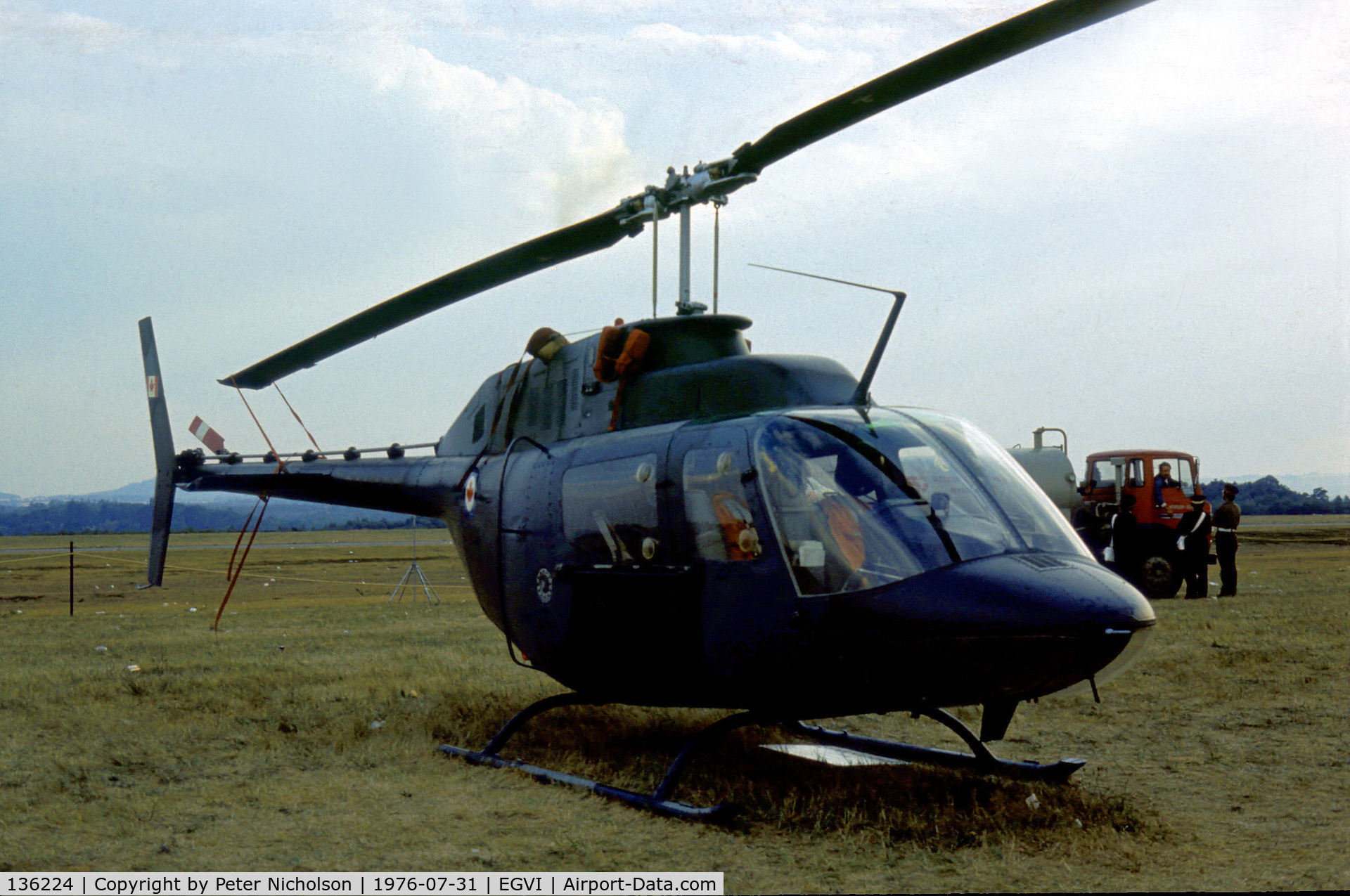 136224, 1972 Bell CH-136 Kiowa C/N 44024, CH-136 Kiowa of 444 Squadron Canadian Armed Forces based at Lahr on display at the 1976 Intnl Air Tattoo at RAF Greenham Common.