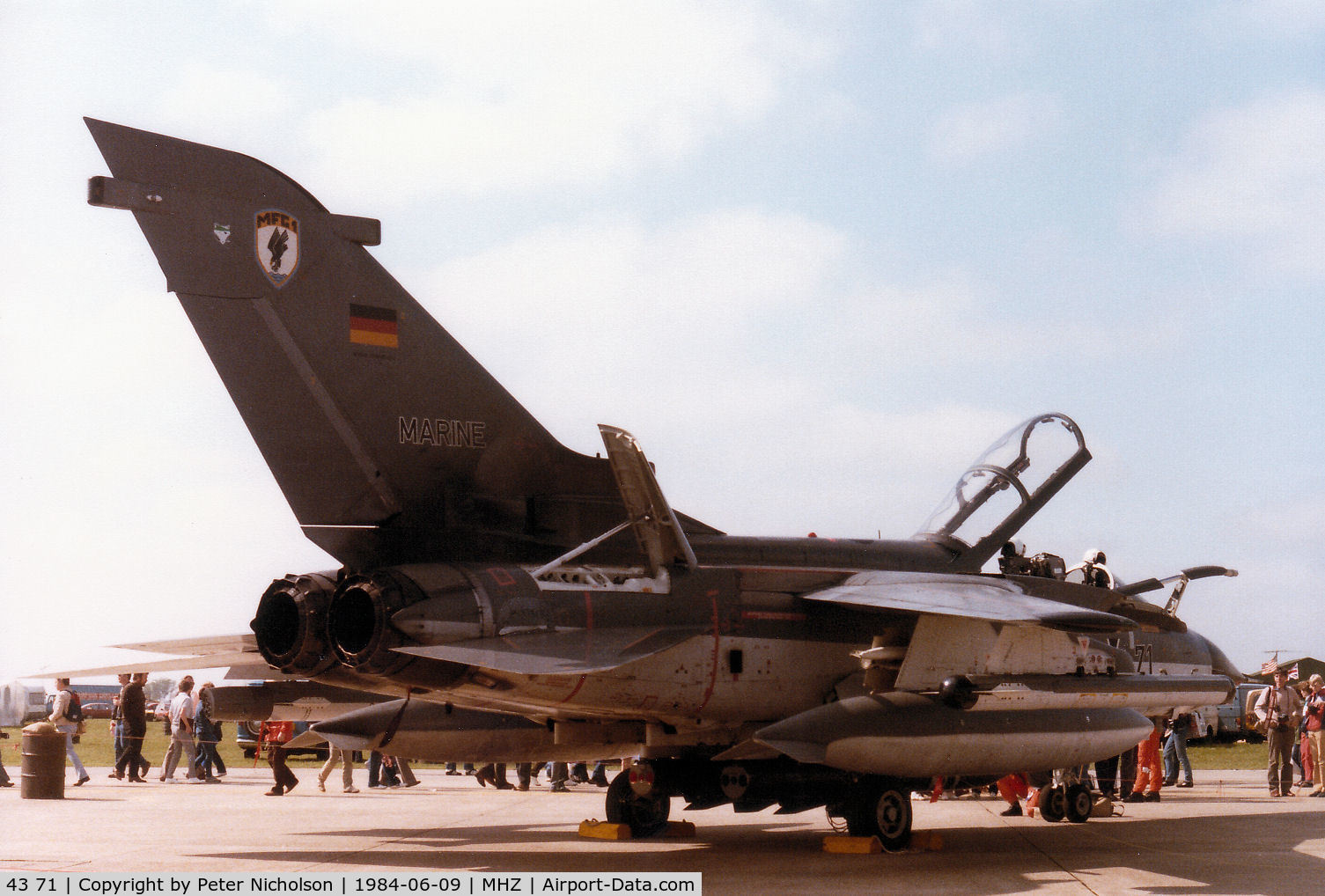 43 71, Panavia Tornado IDS C/N 186/GS044/4071, Tornado IDS of MFG-1 at Jagel on display at the 1984 RAF Mildenhall Air Fete.