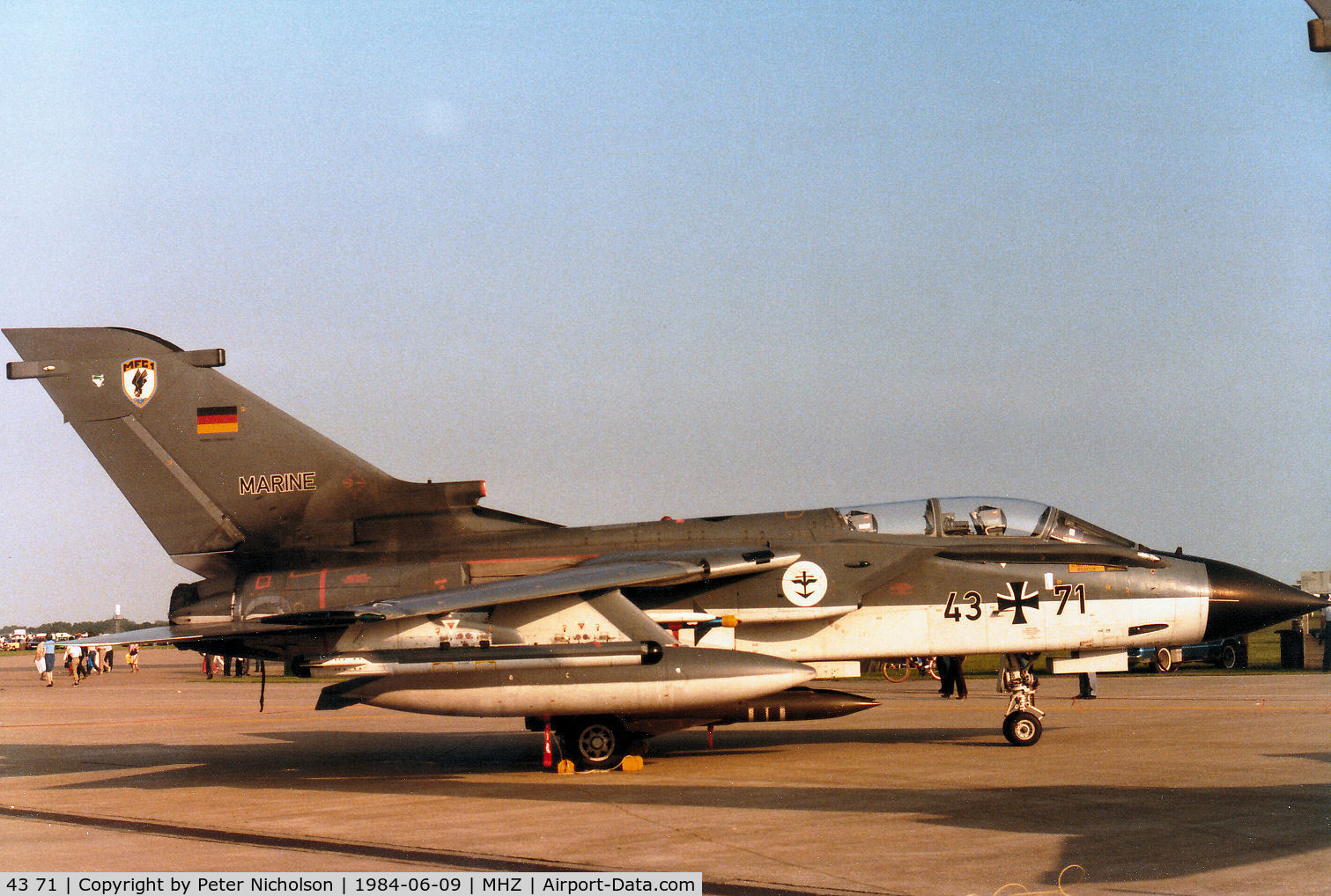 43 71, Panavia Tornado IDS C/N 186/GS044/4071, Tornado IDS of MFG-1 based at Jagel on display at the 1984 RAF Mildenhall Air Fete.