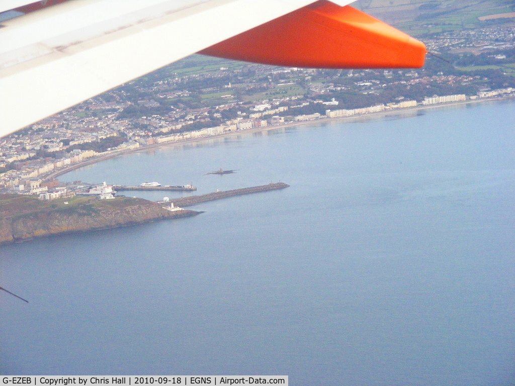 G-EZEB, 2004 Airbus A319-111 C/N 2120, on approach to Ronaldsway Airport, Isle of Man