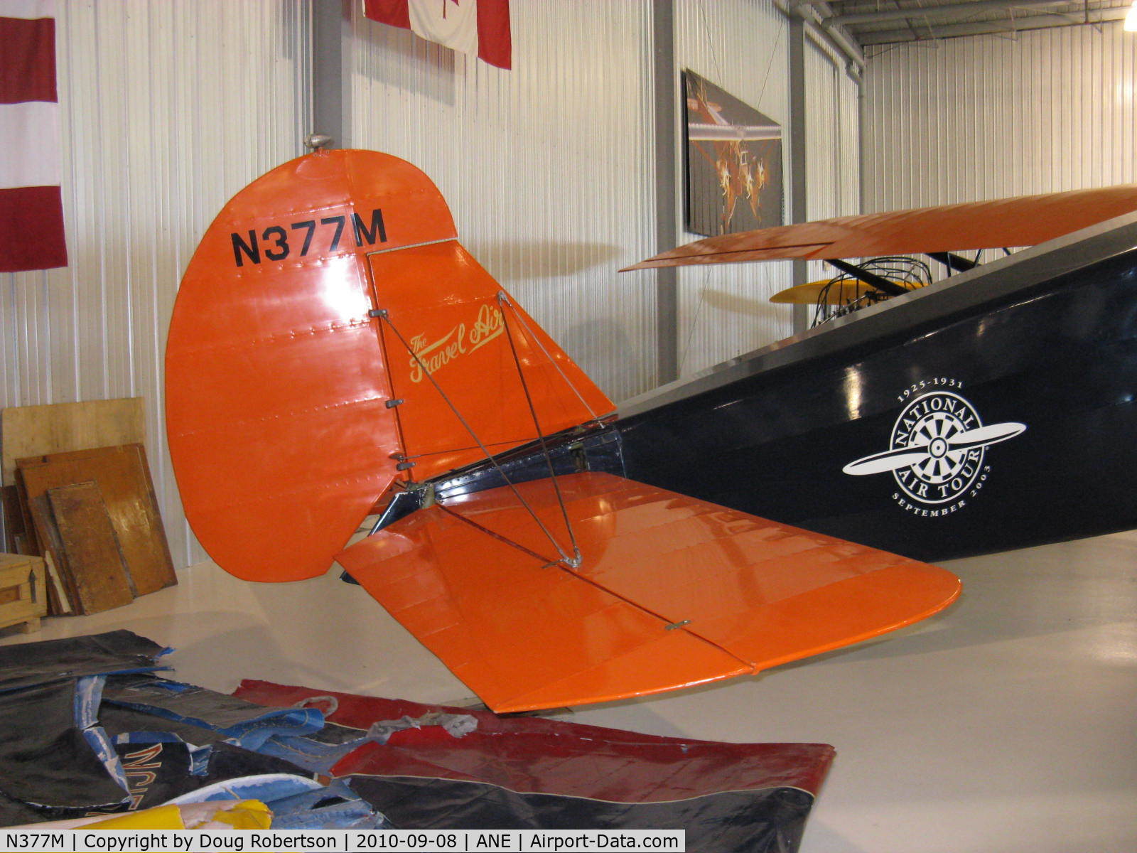 N377M, 1929 Curtiss-Wright Travel Air A-6000-A C/N A6A-2003, 1929 Curtiss Wright A-600-A TRAVEL AIR, P&W R-1340 WASP 600 Hp, tail, At Golden Wings Museum