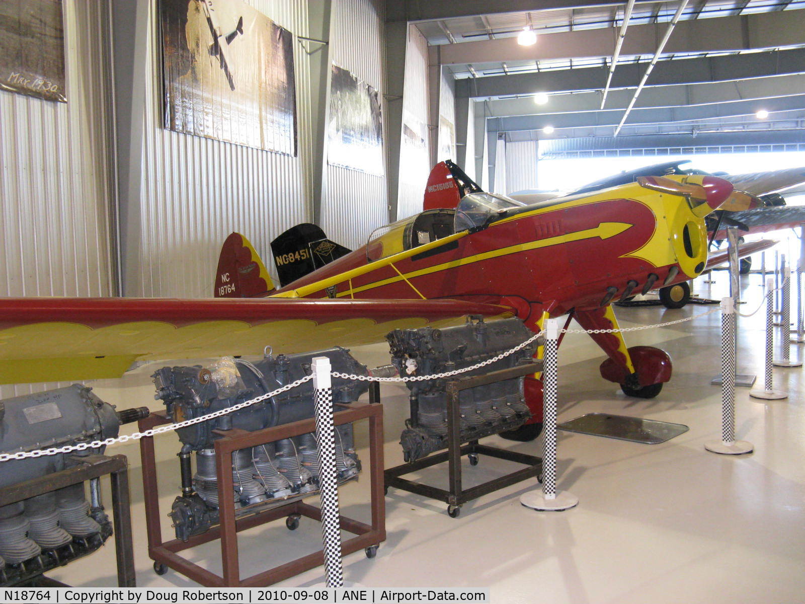 N18764, 1938 Arrow Sport M C/N 105, 1938 Arrow Aircraft and Motor ARROW SPORT M, Menasco PIRATE C4 D4 125 Hp, sole remaining example with Menasco engine. Experimental class. At Golden Wings Museum.