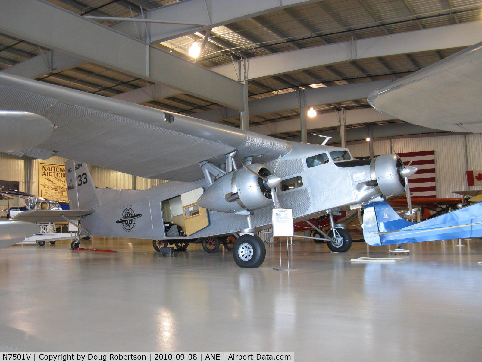 N7501V, Bushmaster 2000 C/N 1, 1966 Bushmaster 2000 Tri-Motor, three P&W R-985 Wasp Jr. 450 Hp each, C/N 1 of 2 built, Experimental class, at Golden Wings Museum