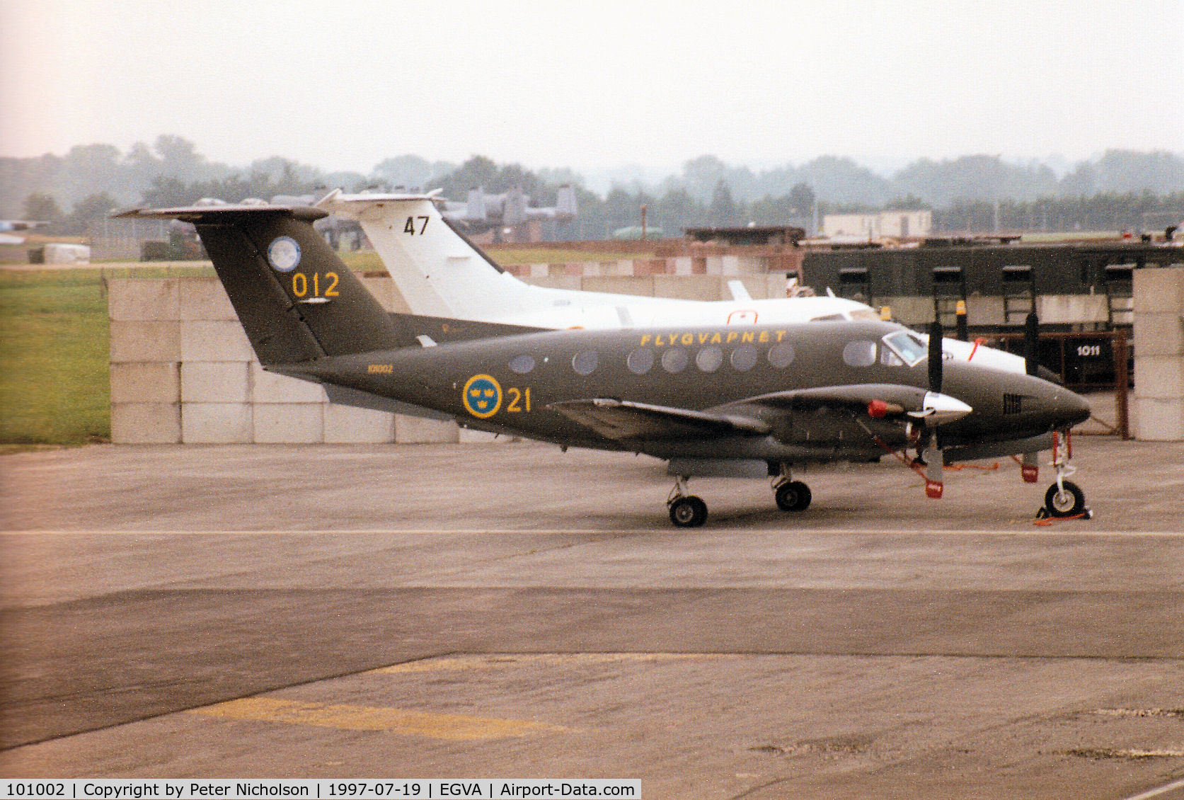 101002, 1979 Beech 200 Super King Air C/N BB-459, Super King Air of F21 Wing Swedish Air Force on the flight-line at the 1997 Intnl Air Tattoo at RAF Fairford.