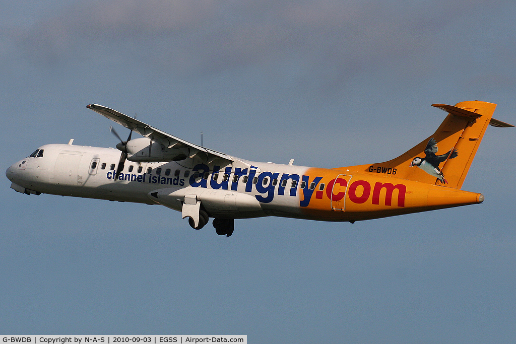 G-BWDB, 1995 ATR 72-202 C/N 449, Departing back to the Channel Islands