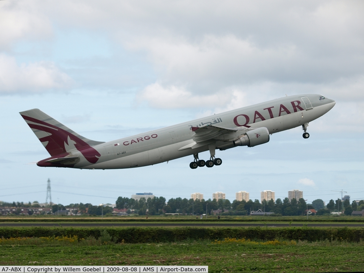 A7-ABX, 1990 Airbus A300B4-622R C/N 554, Take off of the Polderbaan of Amsterdam airport