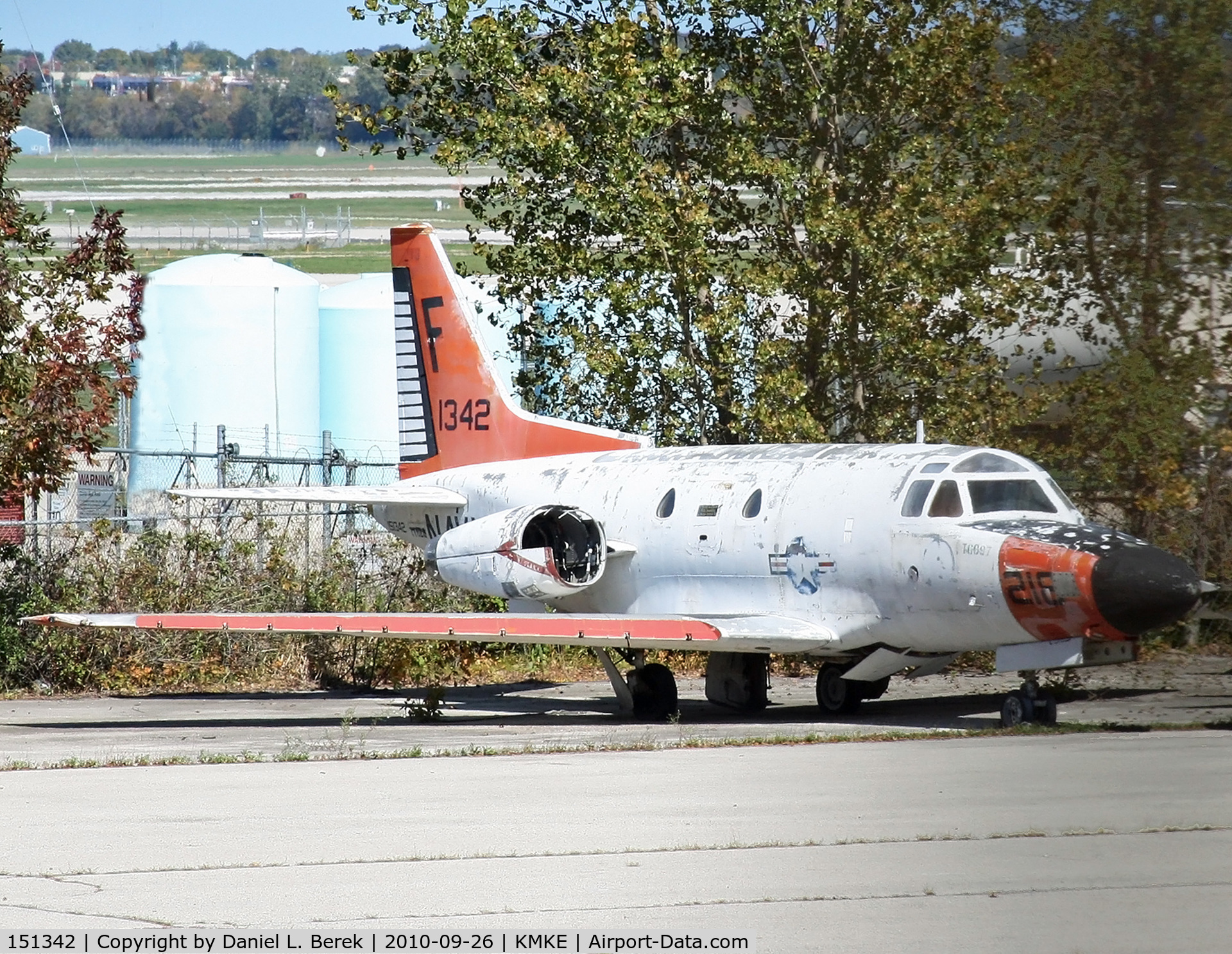 151342, 1963 North American T-39D Sabreliner C/N 285-31, This sad-looking U.S. Navy Sabreliner now occupies a backlot at General Billy Mitchell Field, Milwaukee, WI.