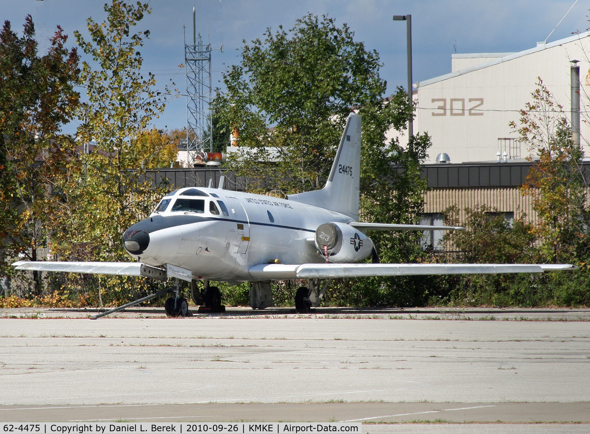 62-4475, 1962 North American CT-39A Sabreliner C/N 276-28, Formerly displayed on the base of the 440th Airlift Wing at KMKE, this aircraft now shares a backlot with other Sabreliners, two of them derelict, along with an abandoned Cessna 310.