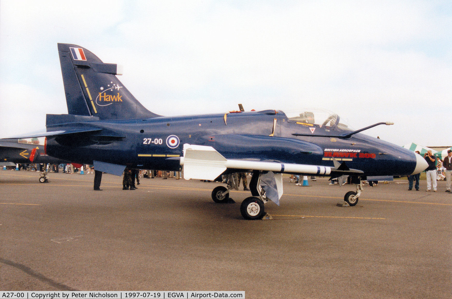 A27-00, 1997 British Aerospace Hawk 200 C/N Mock-up, British Aerospace displayed this replica Hawk 200 at the 1997 Intnl Air Tattoo at RAF Fairford.